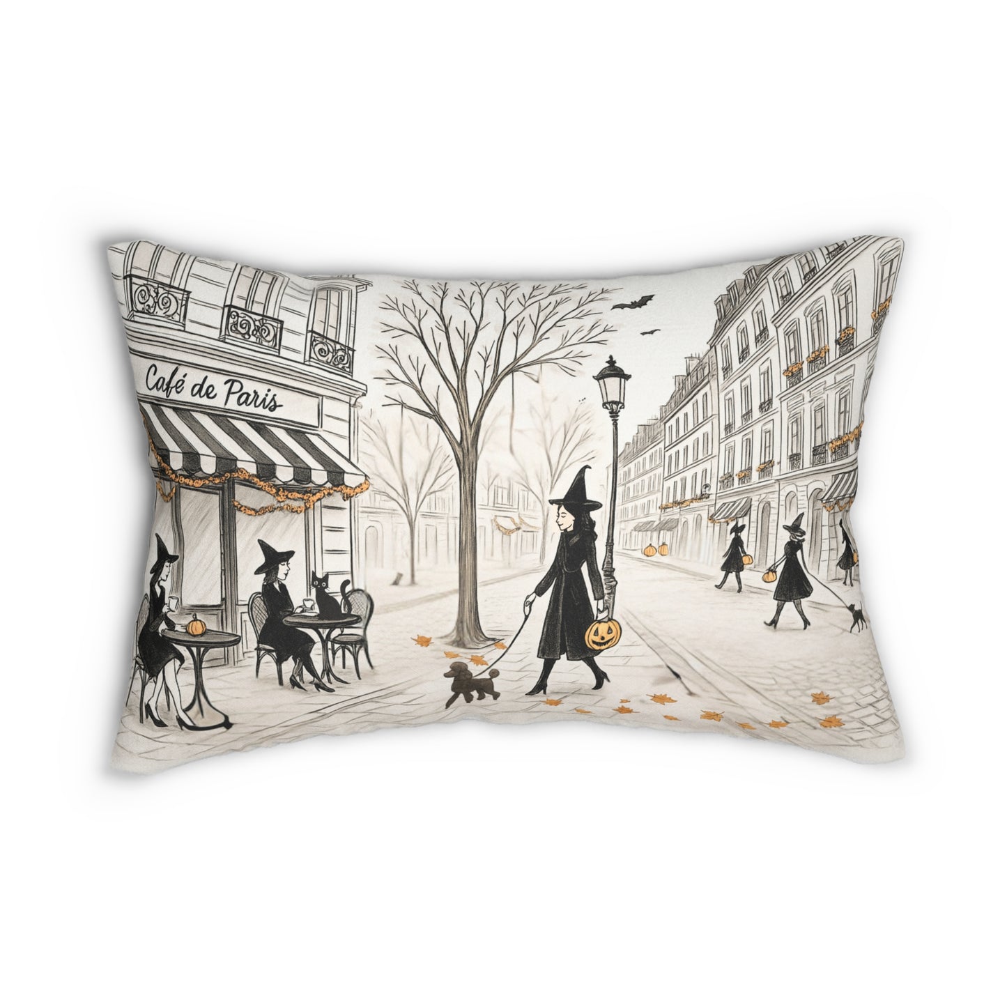 Haunted and Haute Parisian Halloween Lumbar Pillow | Trésor Valeur Collection