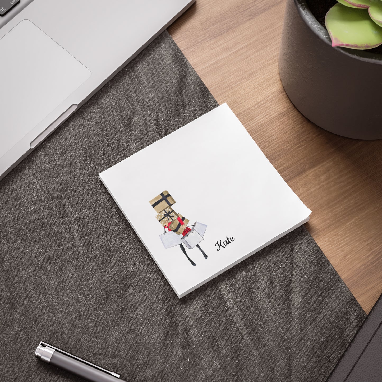 Personalized Post-it® Notes | Shopping Girl Illustration | Custom Sticky Pad