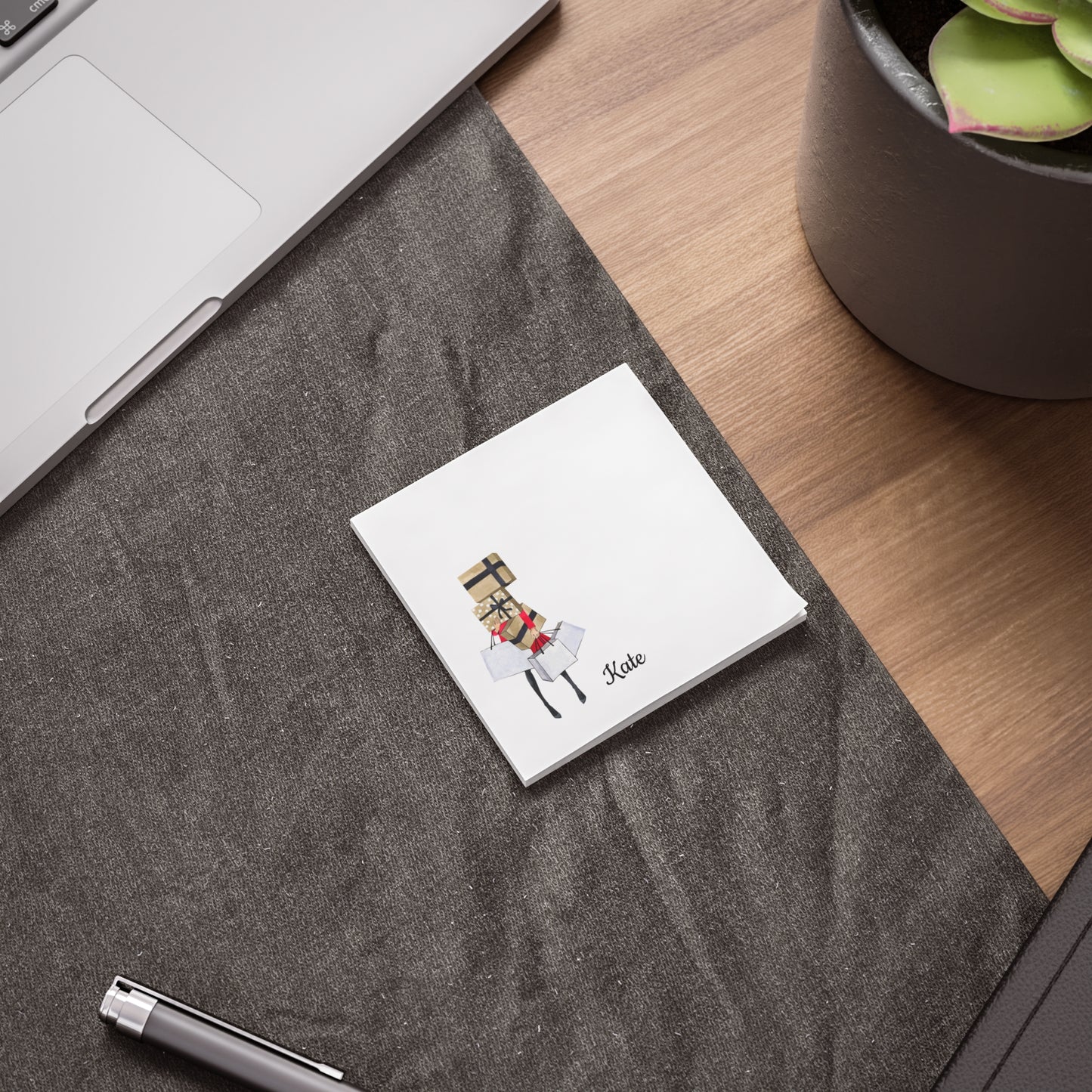 Personalized Post-it® Notes | Shopping Girl Illustration | Custom Sticky Pad