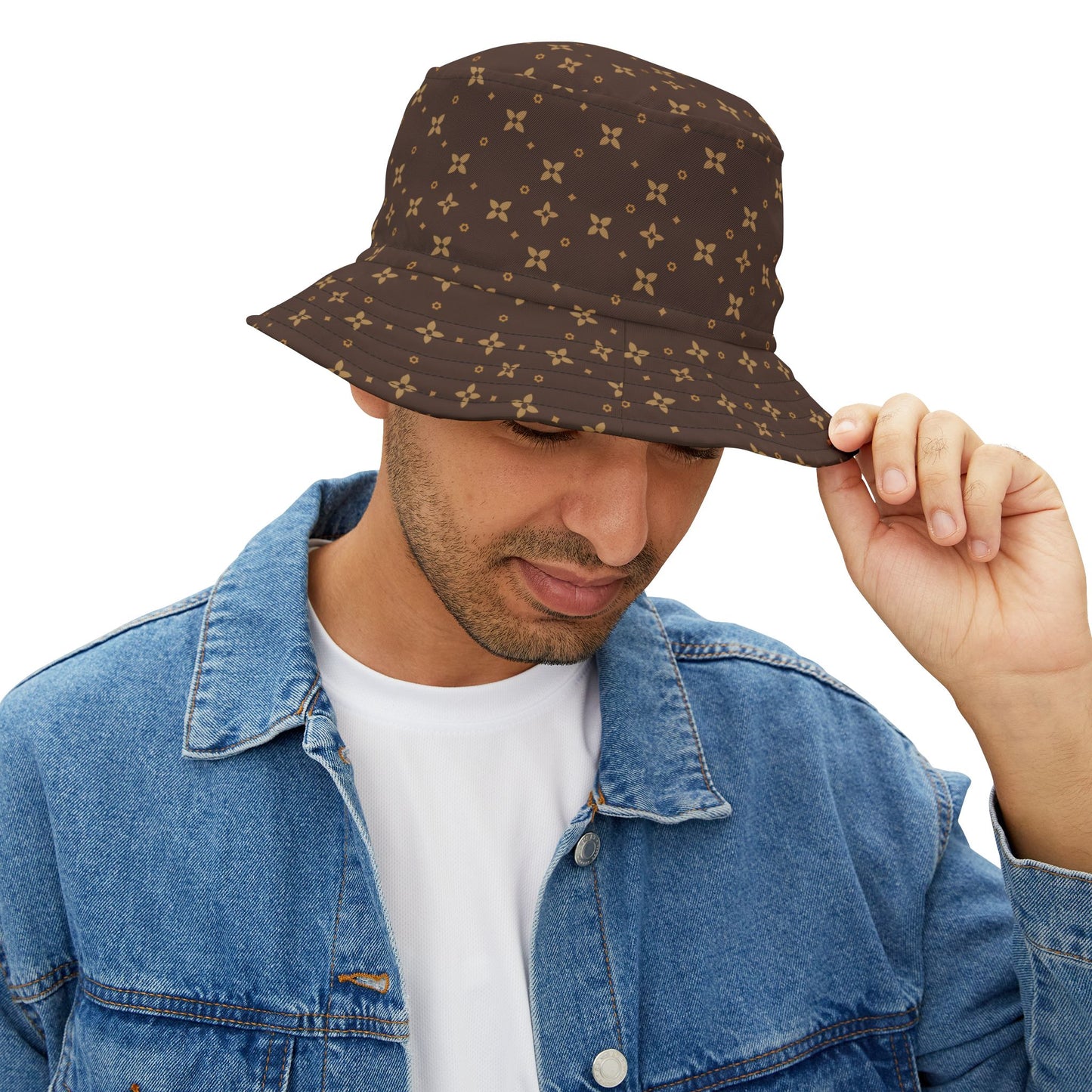 Sombrero de pescador con estampado de sablette en marrón visón