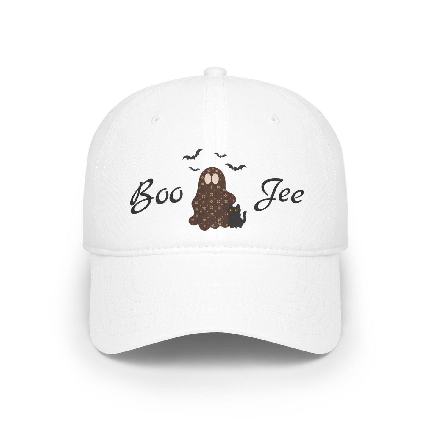 Boo-Jee Ghost Baseball Cap | White or Khaki | Choose Ghost or Ghost with Cat & Bat