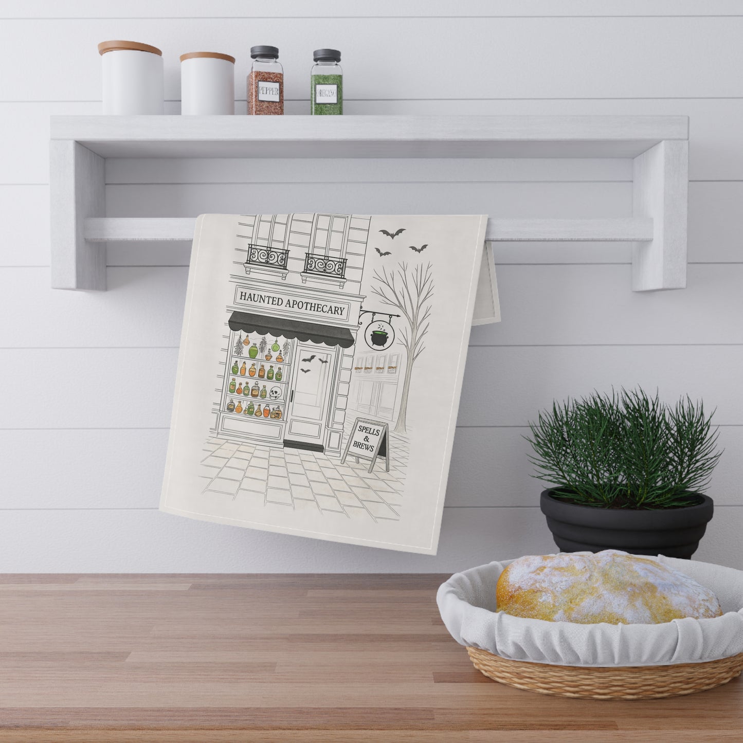 Spooky Apothecary Halloween Kitchen Towel | 100% Cotton | Chic City Design | Fall Holiday Décor