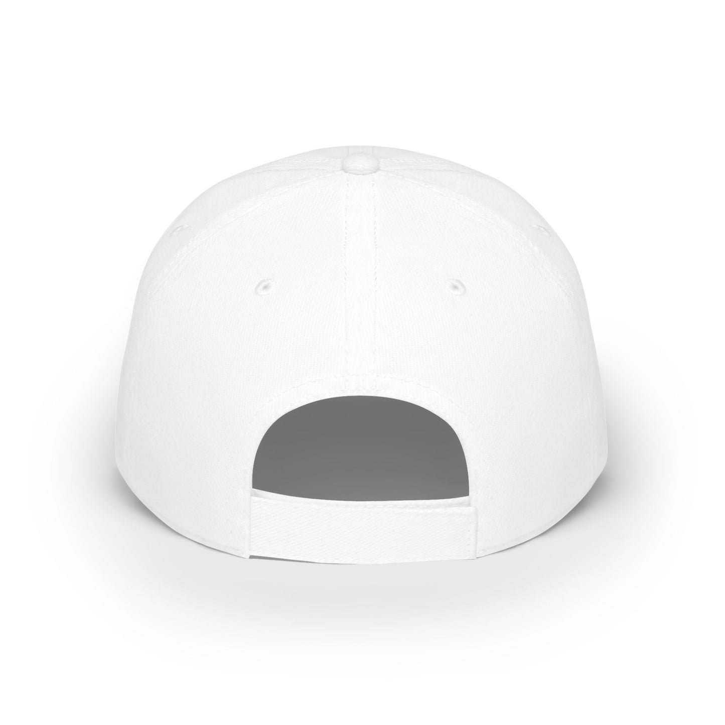 White baseball cap with a gray patch on a white background