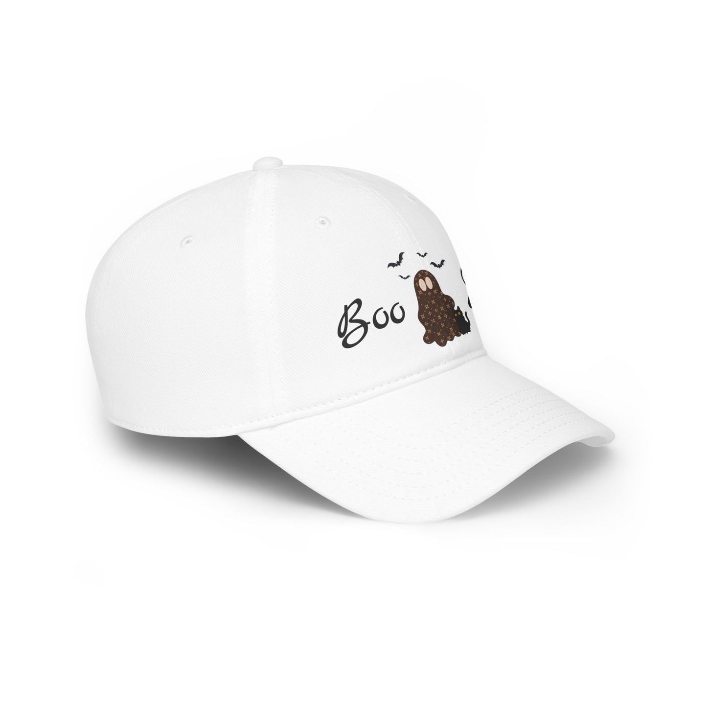 Boo-Jee Ghost Baseball Cap | White or Khaki | Choose Ghost or Ghost with Cat & Bat
