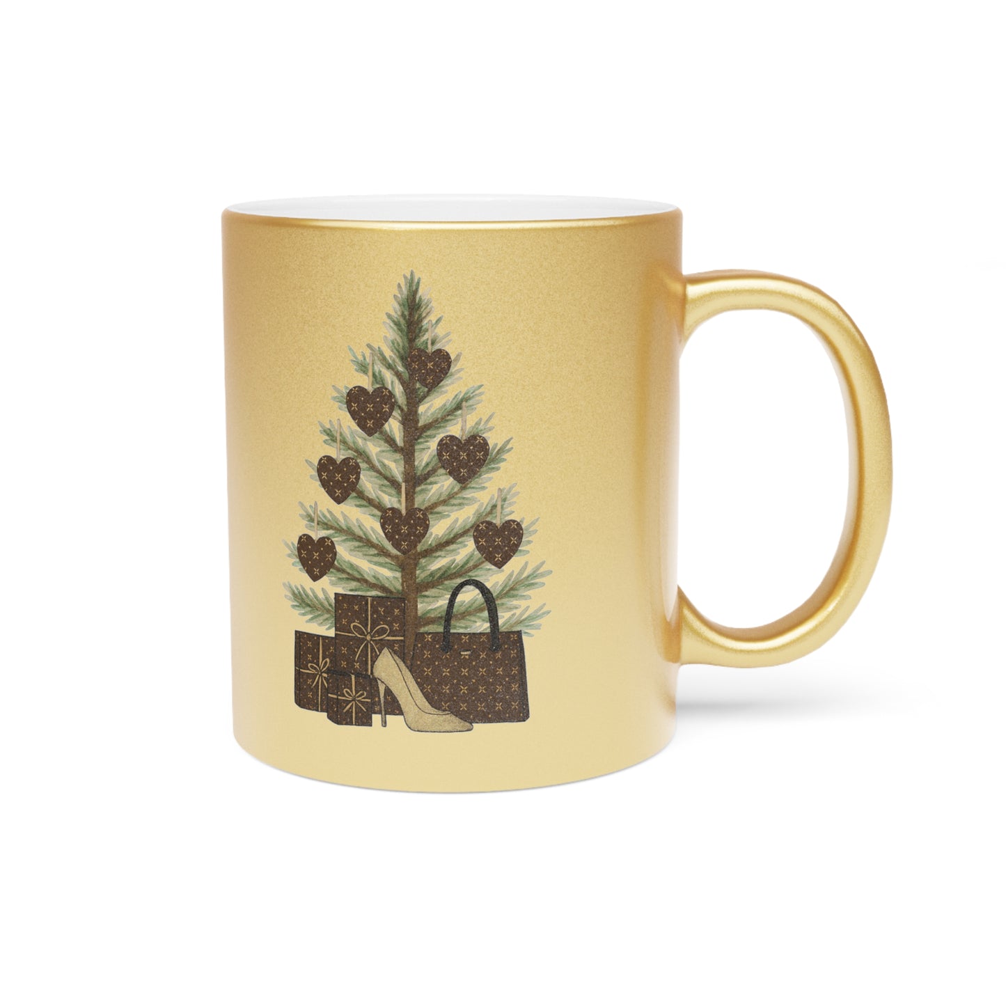 Nouveau Noël Gold & Silver Mug | Sablette Tree Design | Personalizable