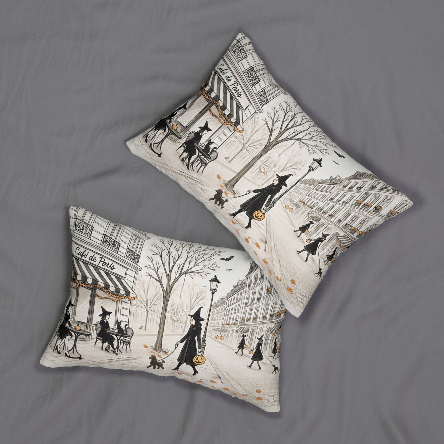 Haunted and Haute Parisian Halloween Lumbar Pillow | Trésor Valeur Collection