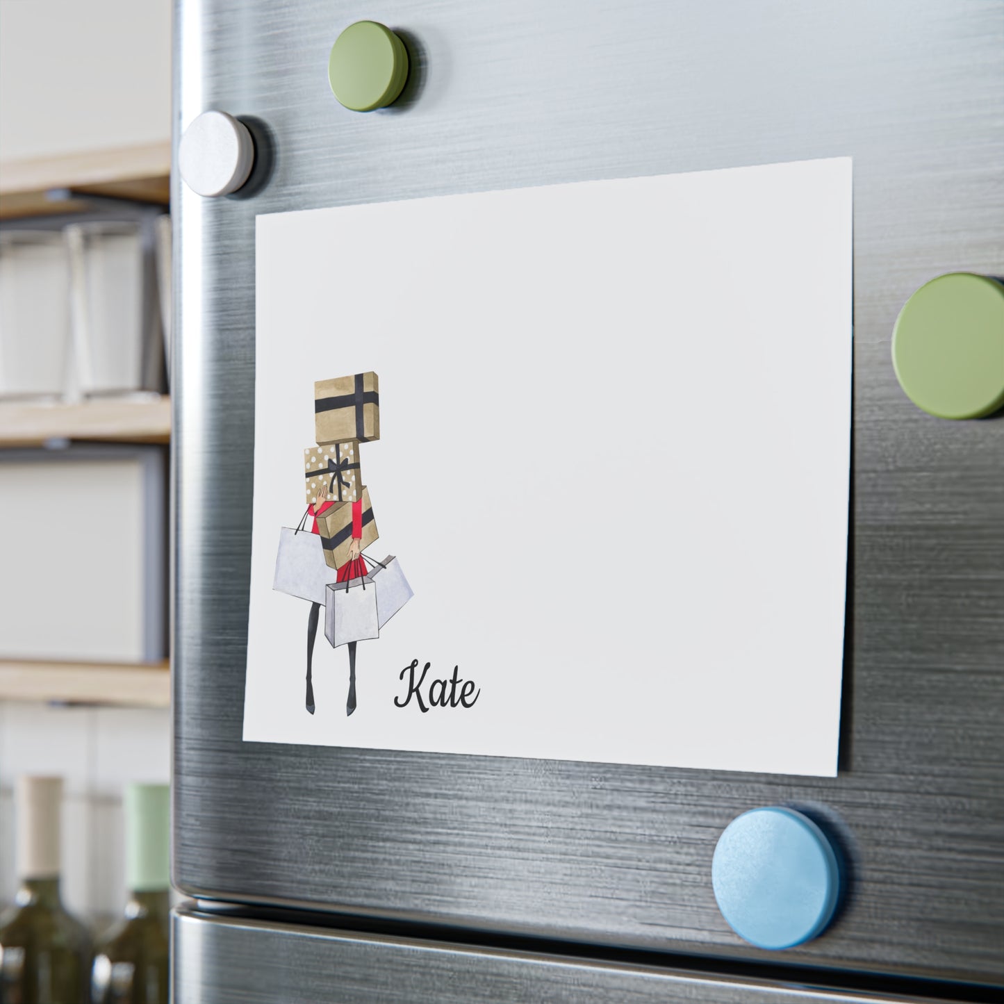 Personalized Post-it® Notes | Shopping Girl Illustration | Custom Sticky Pad