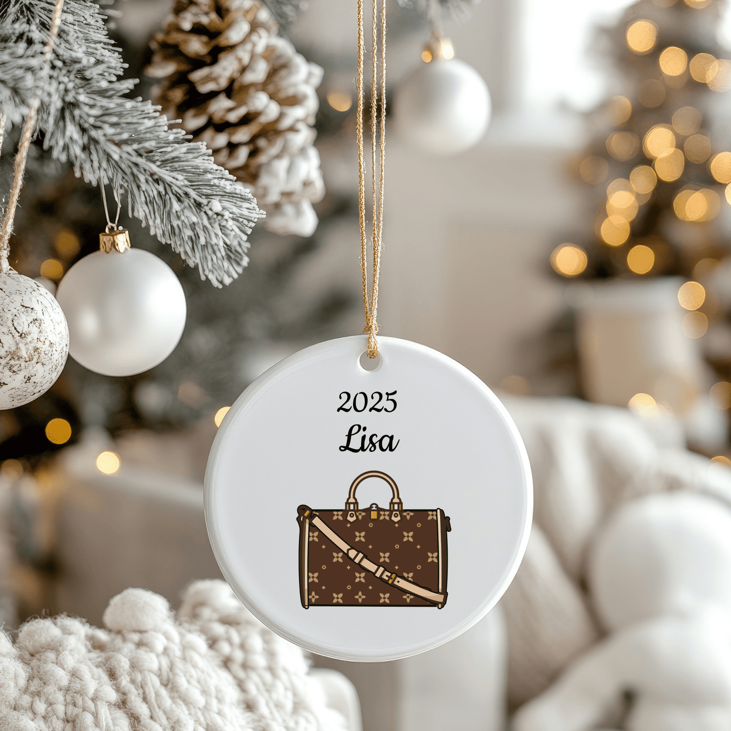 Personalized Ceramic Christmas Ornament | Heels & Handbag or Handbag Only - Tresor Valeur