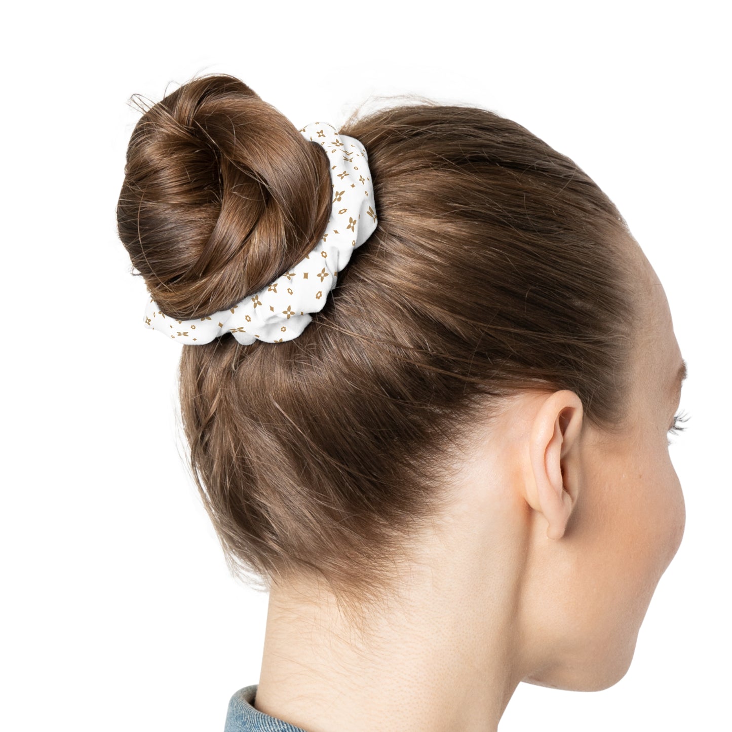 Haargummi | Modisches Haaraccessoire | Karamell- und Weiß-Sablette-Print