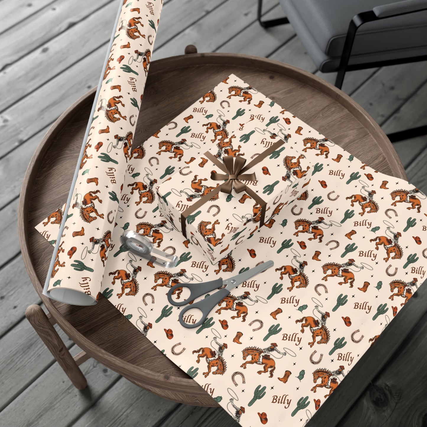 Cowboy Bucking Bronco Wrapping Paper – Personalizable
