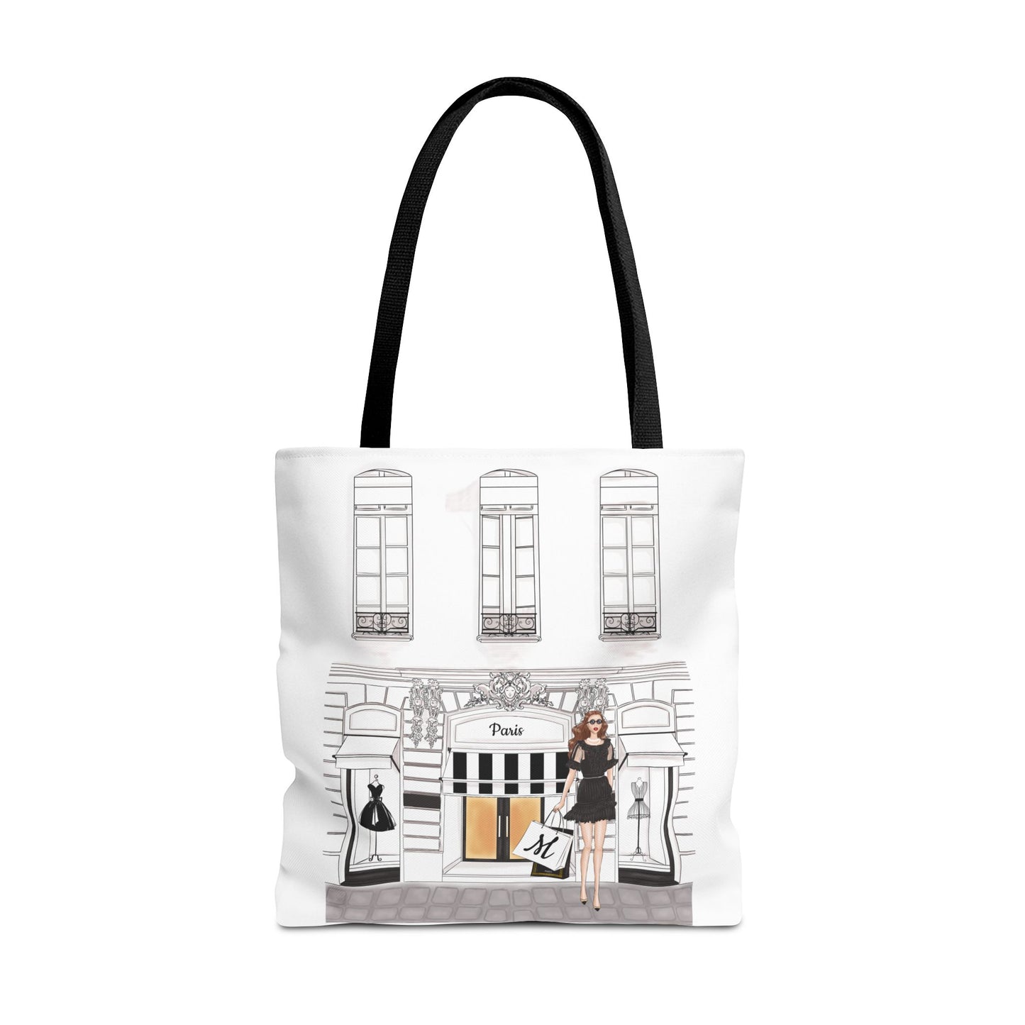 Haute in Paris Tote Bag | Personalized Avatar & Name | 3 Sizes | Black Handles