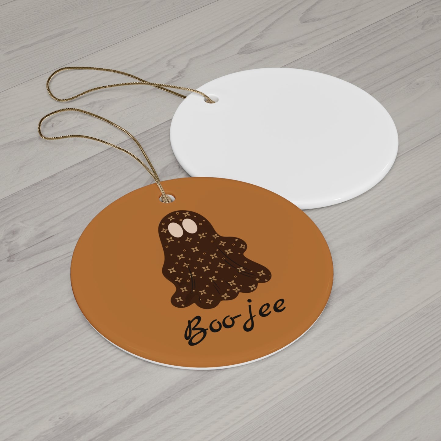 Adorno redondo de cerámica para Halloween | Fantasma chic "Boo-jee" | 4 opciones de color