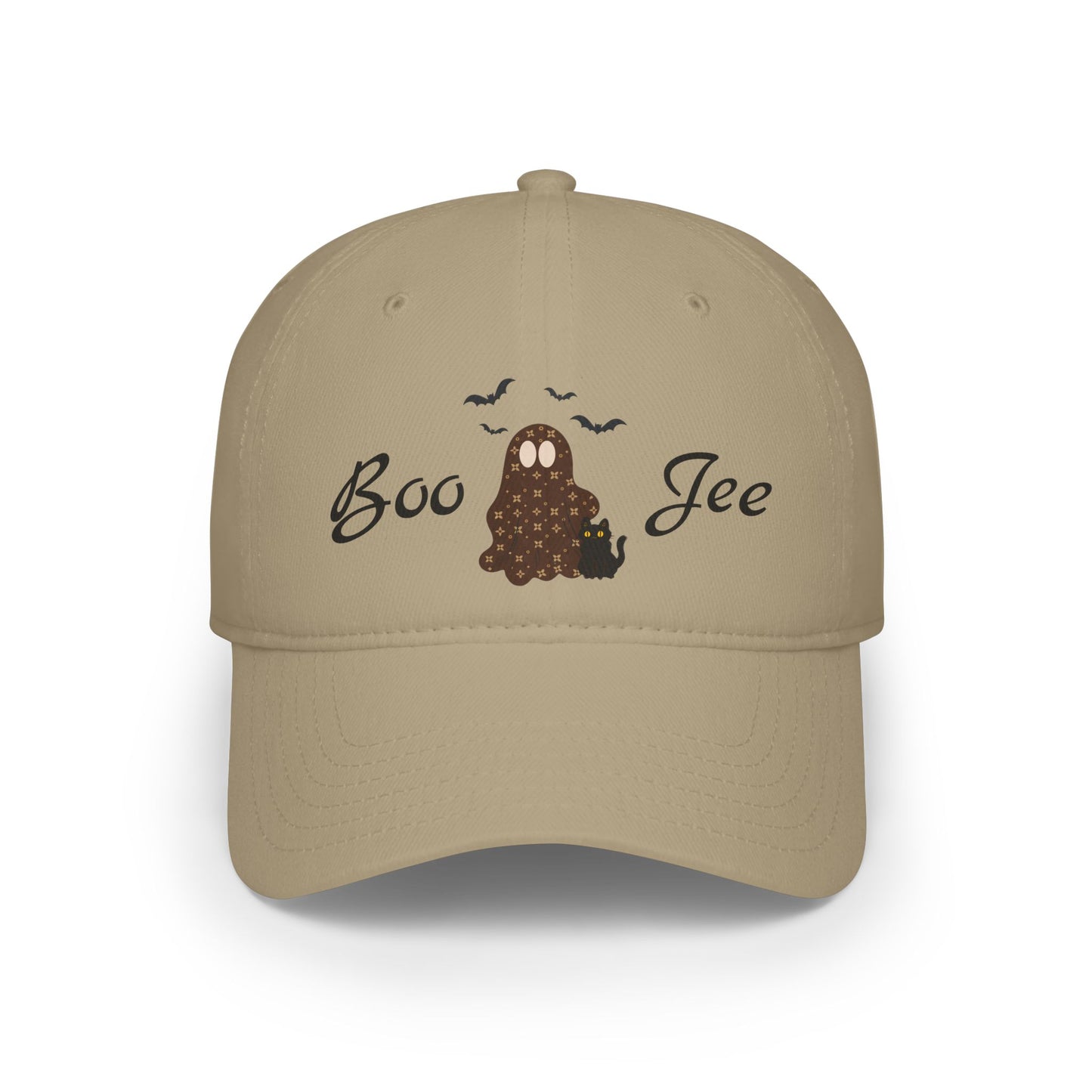 Boo-Jee Ghost Baseball Cap | White or Khaki | Choose Ghost or Ghost with Cat & Bat