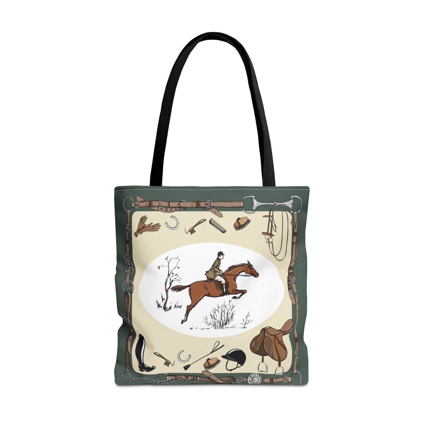 Modern Equestrian Collection | All-Over Print Tote Bag | 3 Sizes | Black Handles