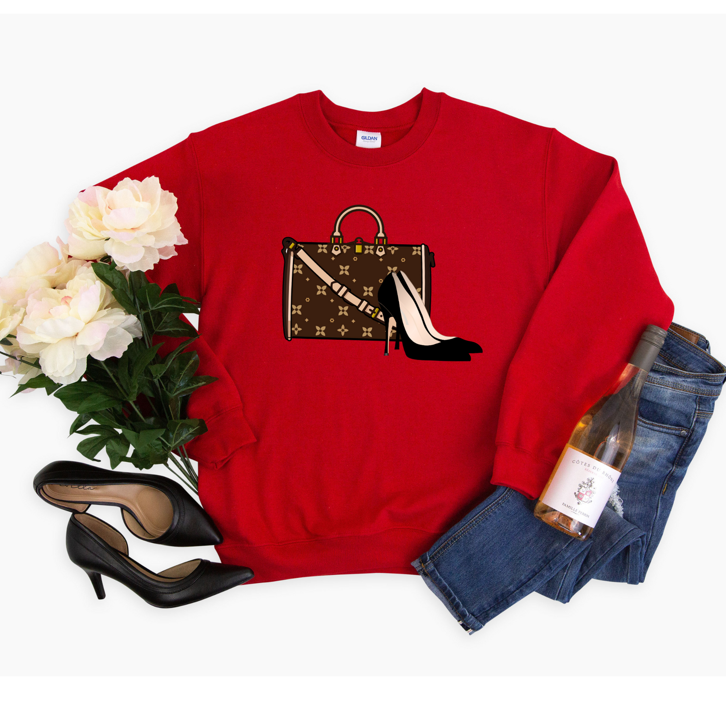 Sablette Pattern Shoes and Purse Personalizable Sweatshirt