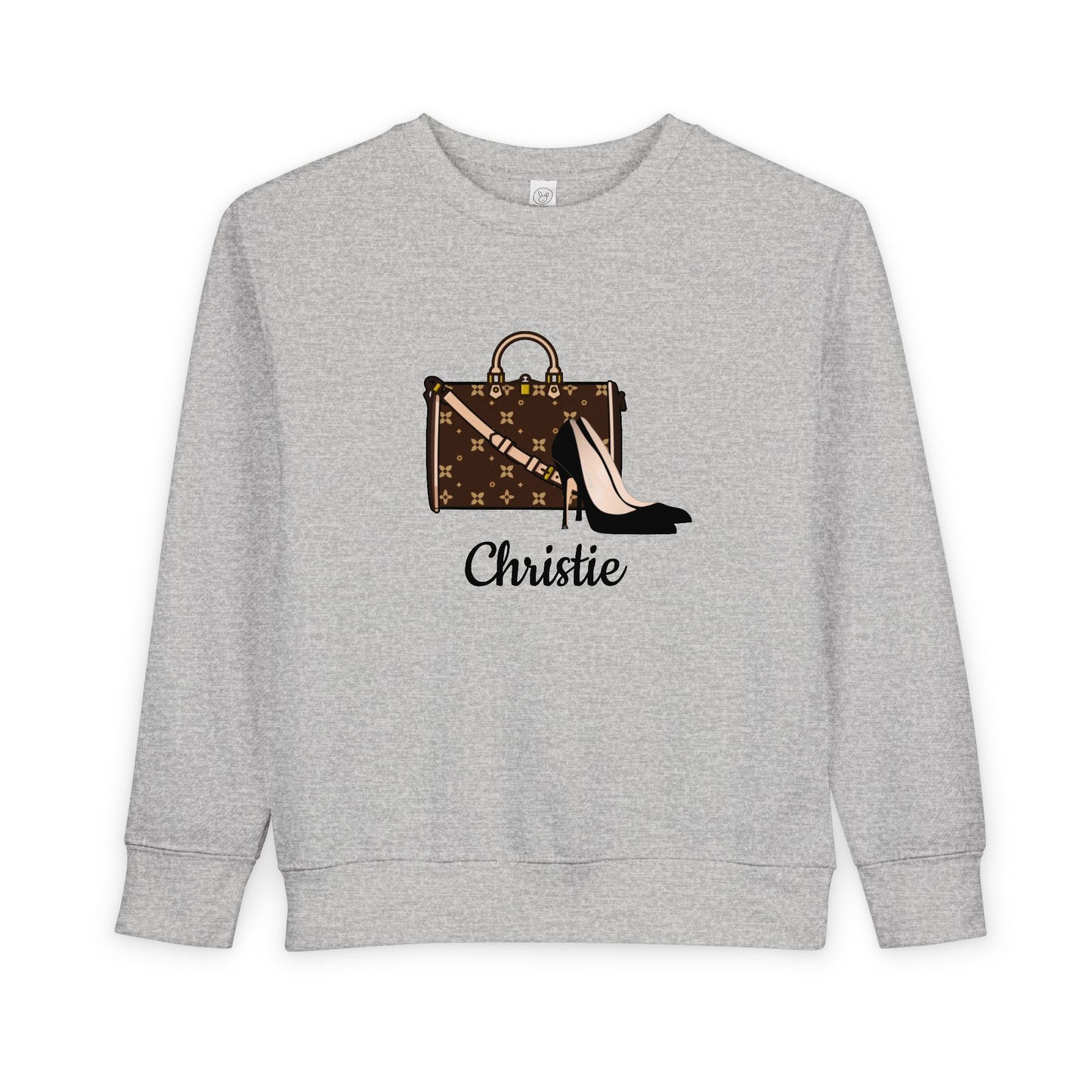 Chic Personalized Toddler Sweatshirt | Rabbit Skins 3317 | Purse or Shoes & Purse Graphic | 4 Colors