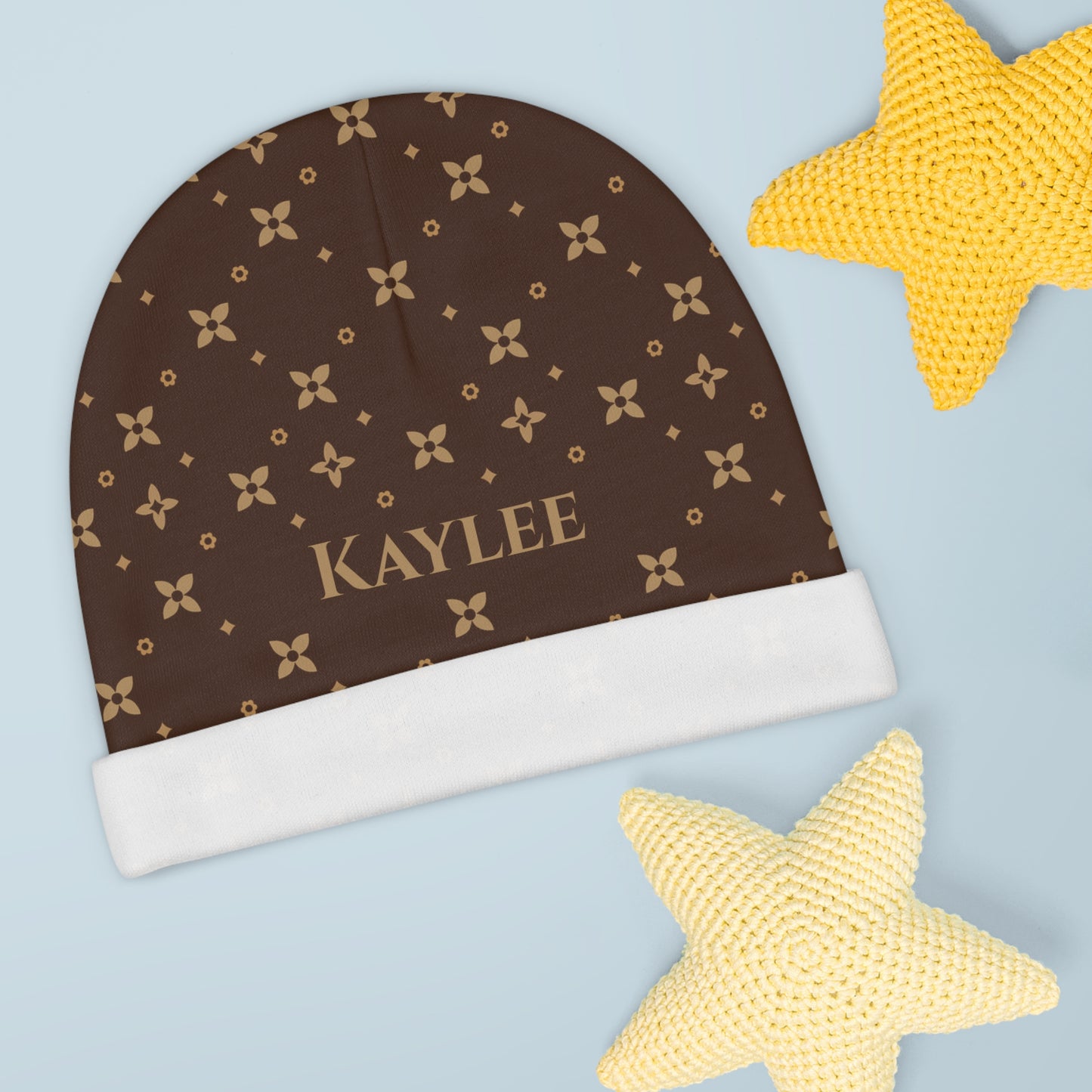 Gorro de bebé | Personalizado | Estampado de sablette marrón visón