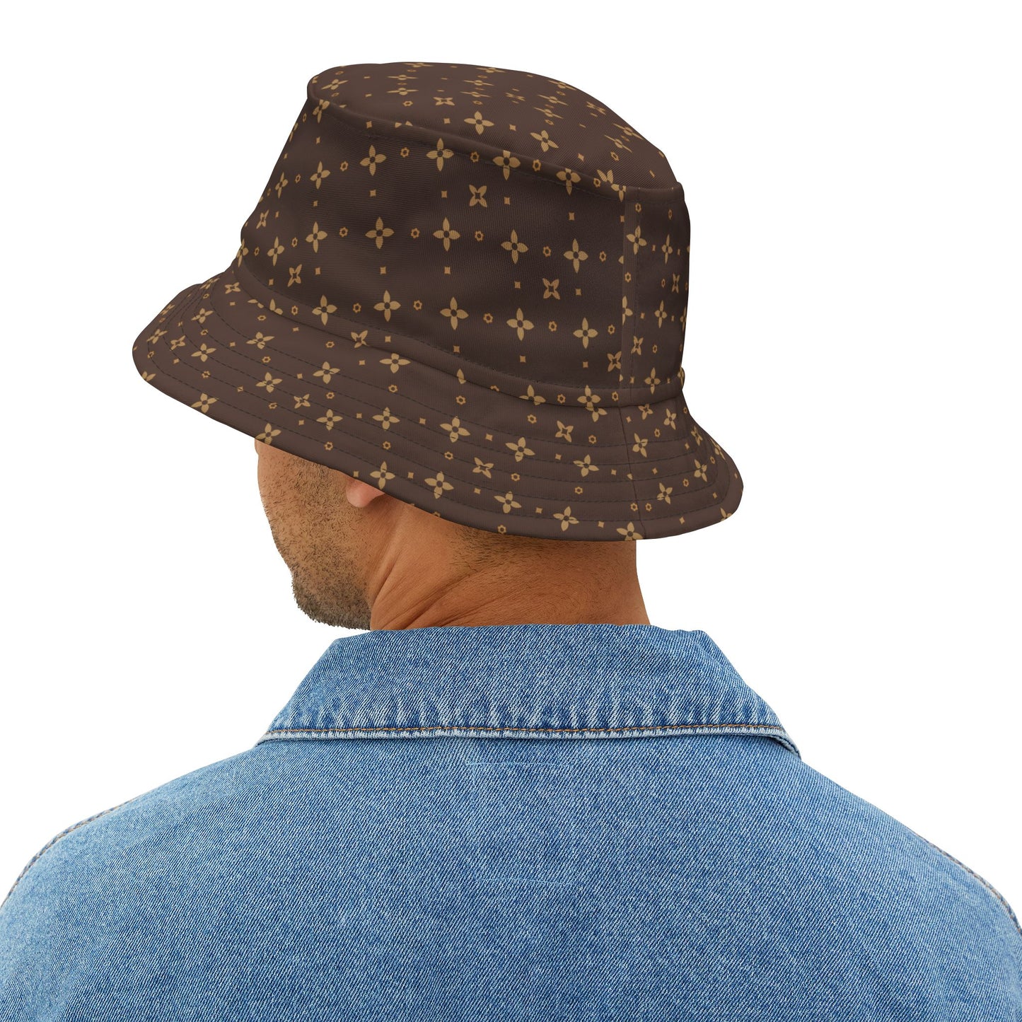 Sombrero de pescador con estampado de sablette en marrón visón