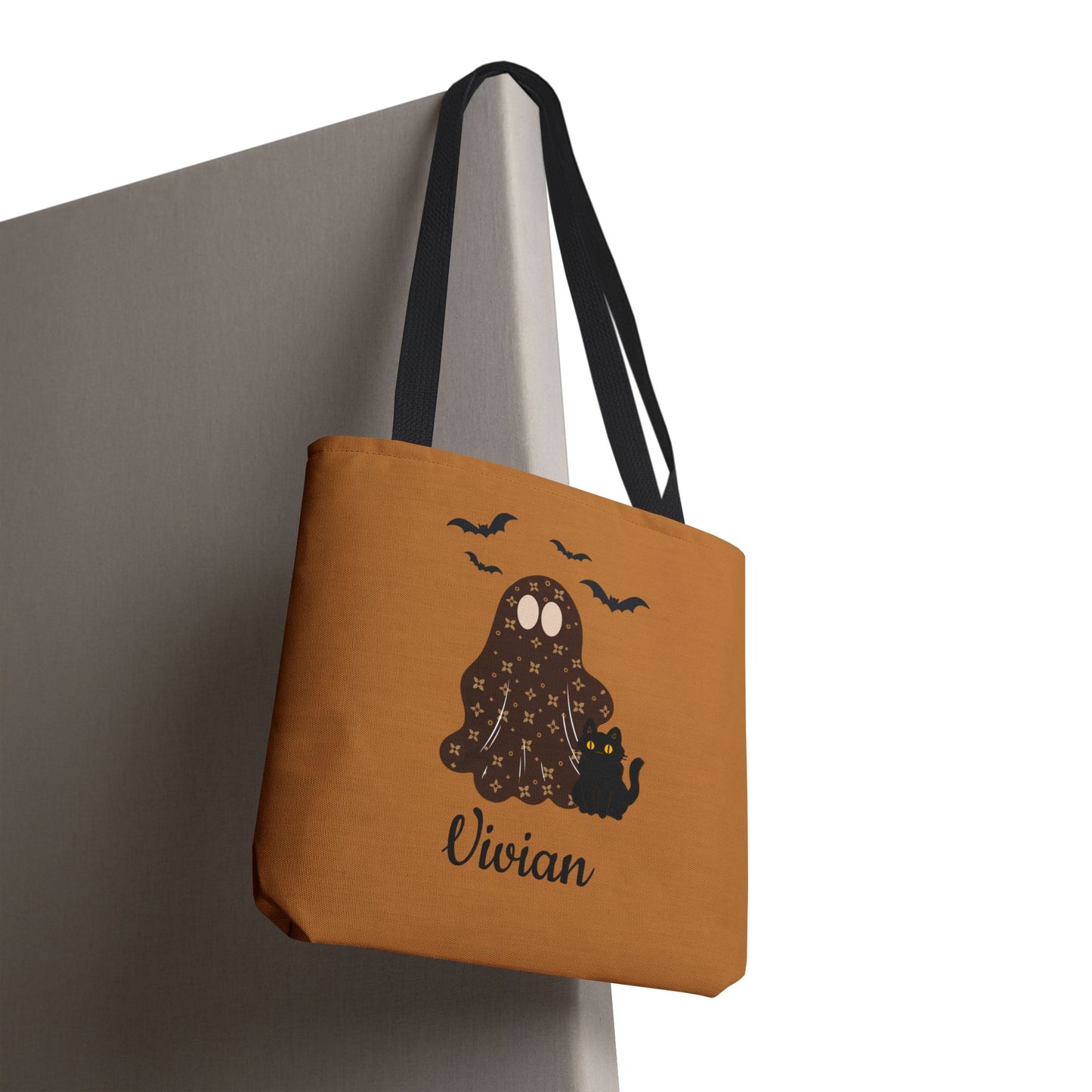 Halloween Ghost & Black Cat Tote Bag | Sablette Pattern | 3 Sizes & Colors | Personalized