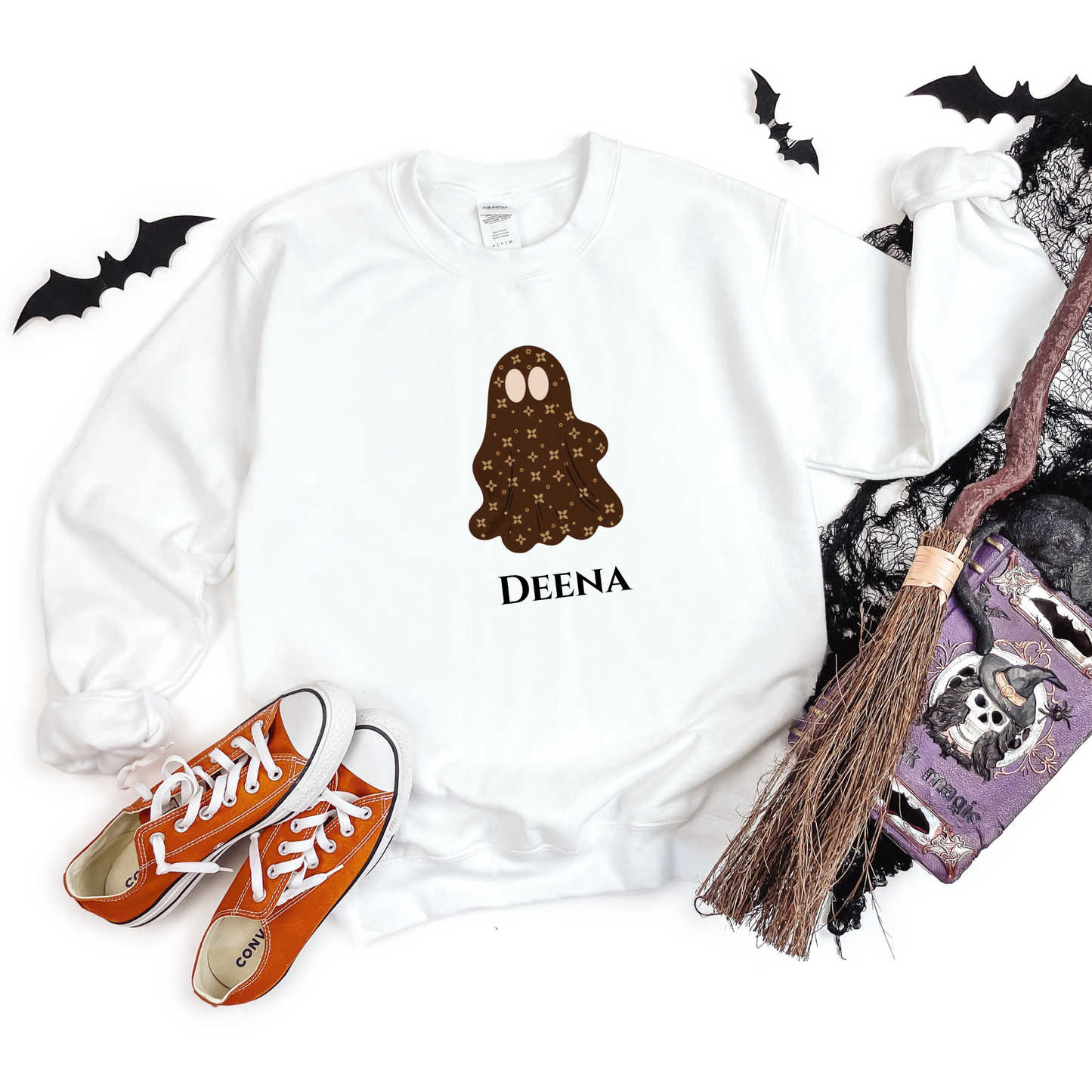 Personalizable Ghost Sweatshirt | Sablette Pattern | 4 Colors | Personalized Sleeve