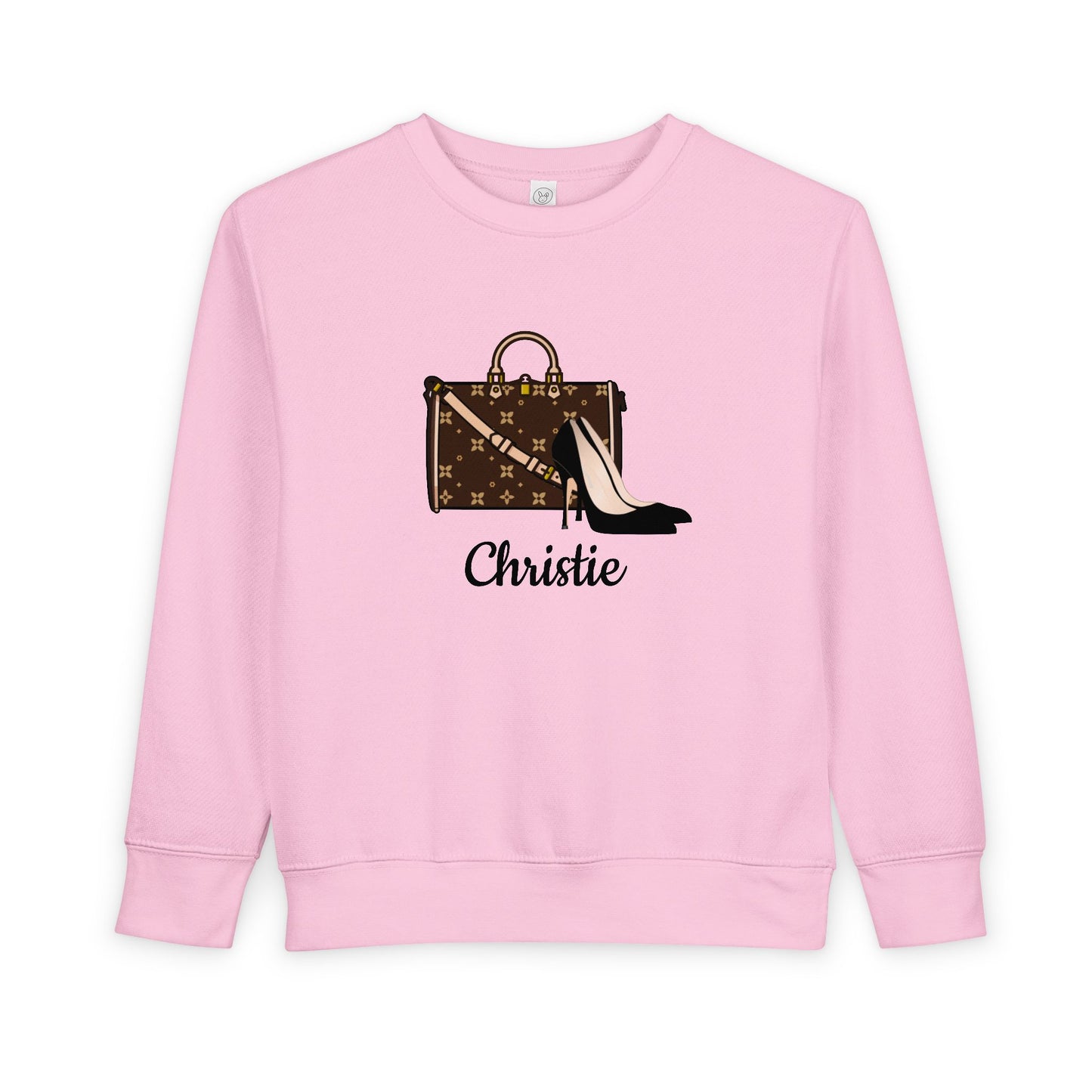 Chic Personalized Toddler Sweatshirt | Rabbit Skins 3317 | Purse or Shoes & Purse Graphic | 4 Colors