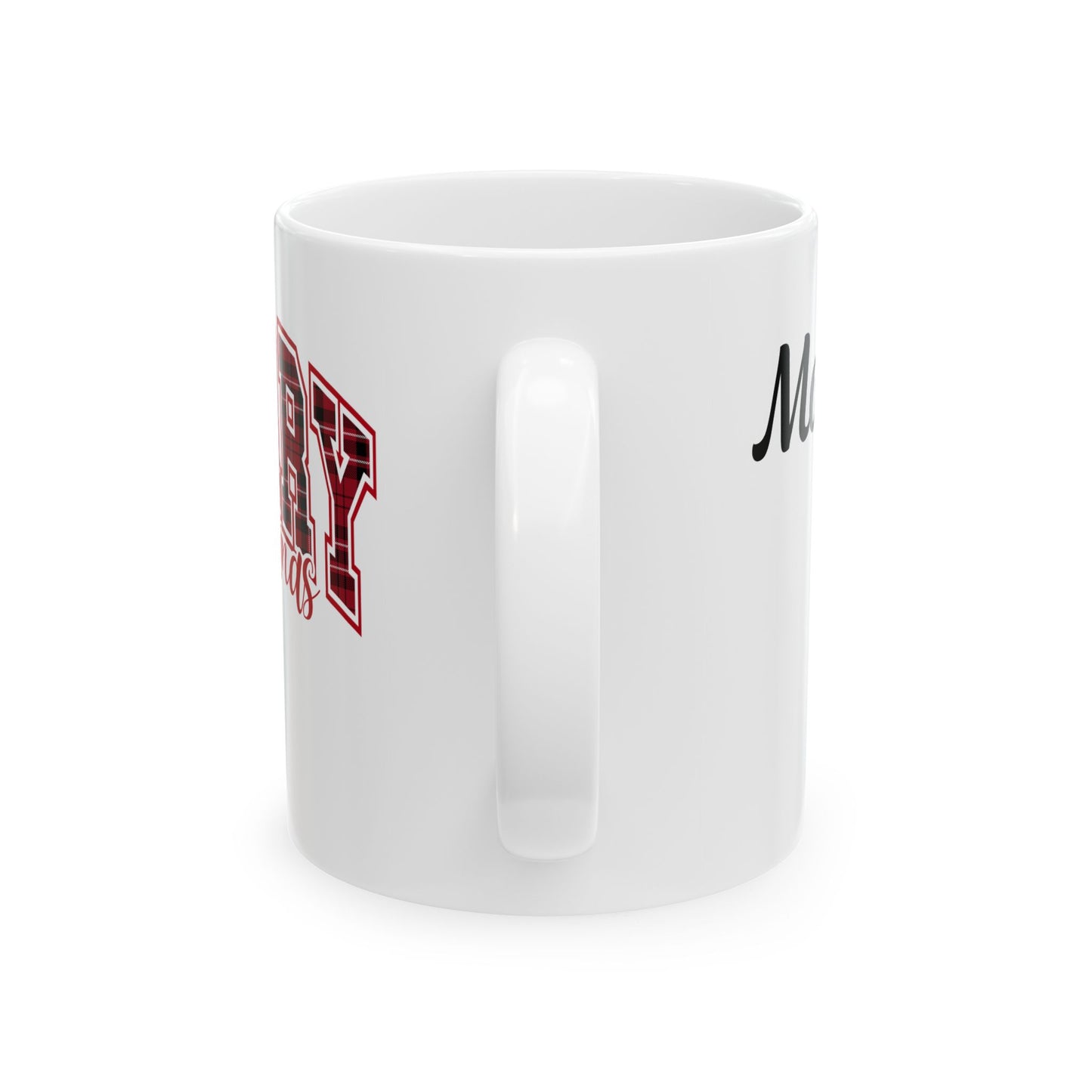 Plaid Merry Christmas Collegiate Mug | Personalizable