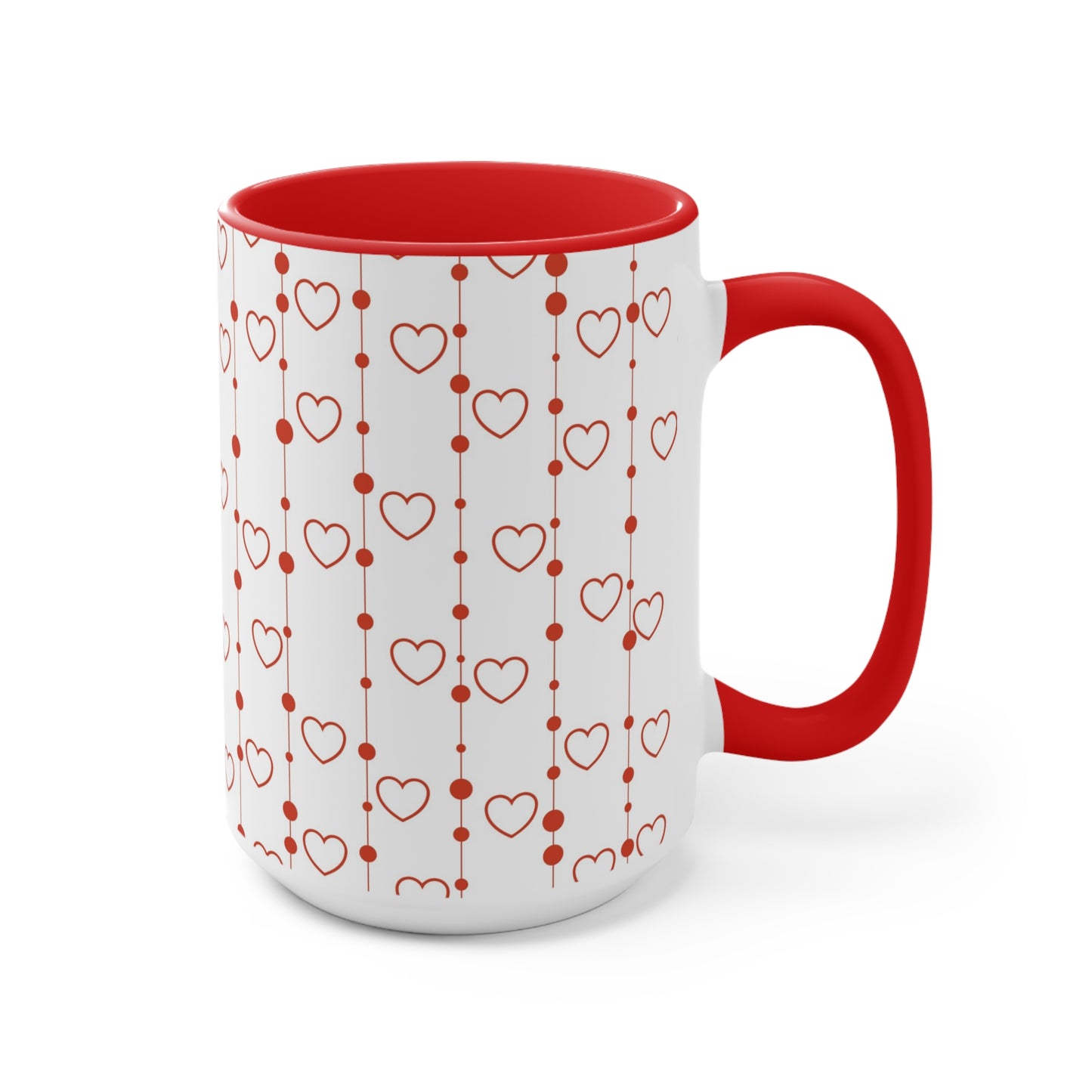 Heart & Line Ceramic Mug | Red Handle + Interior