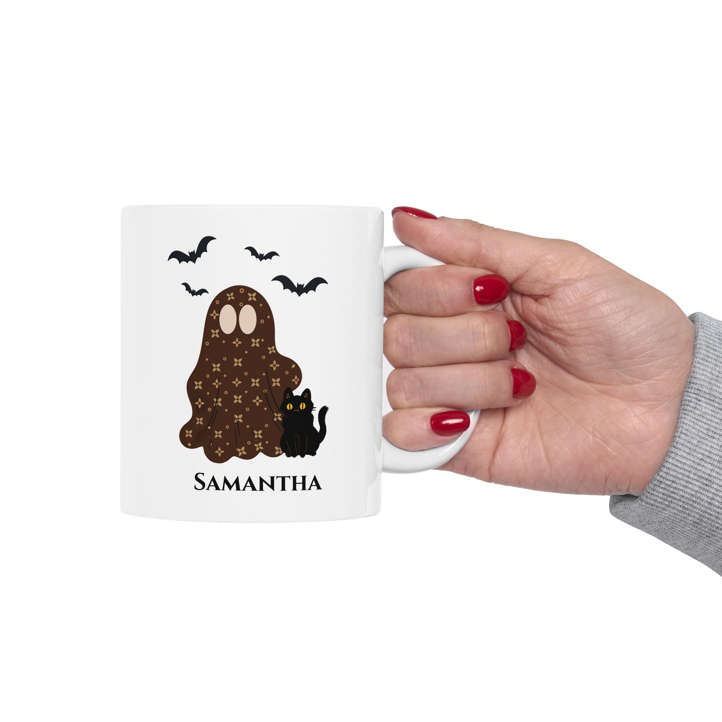 Halloween Spooky Chic Ghost Personalizable Mug | 11oz or 15oz | Tresor Valeur Exclusive