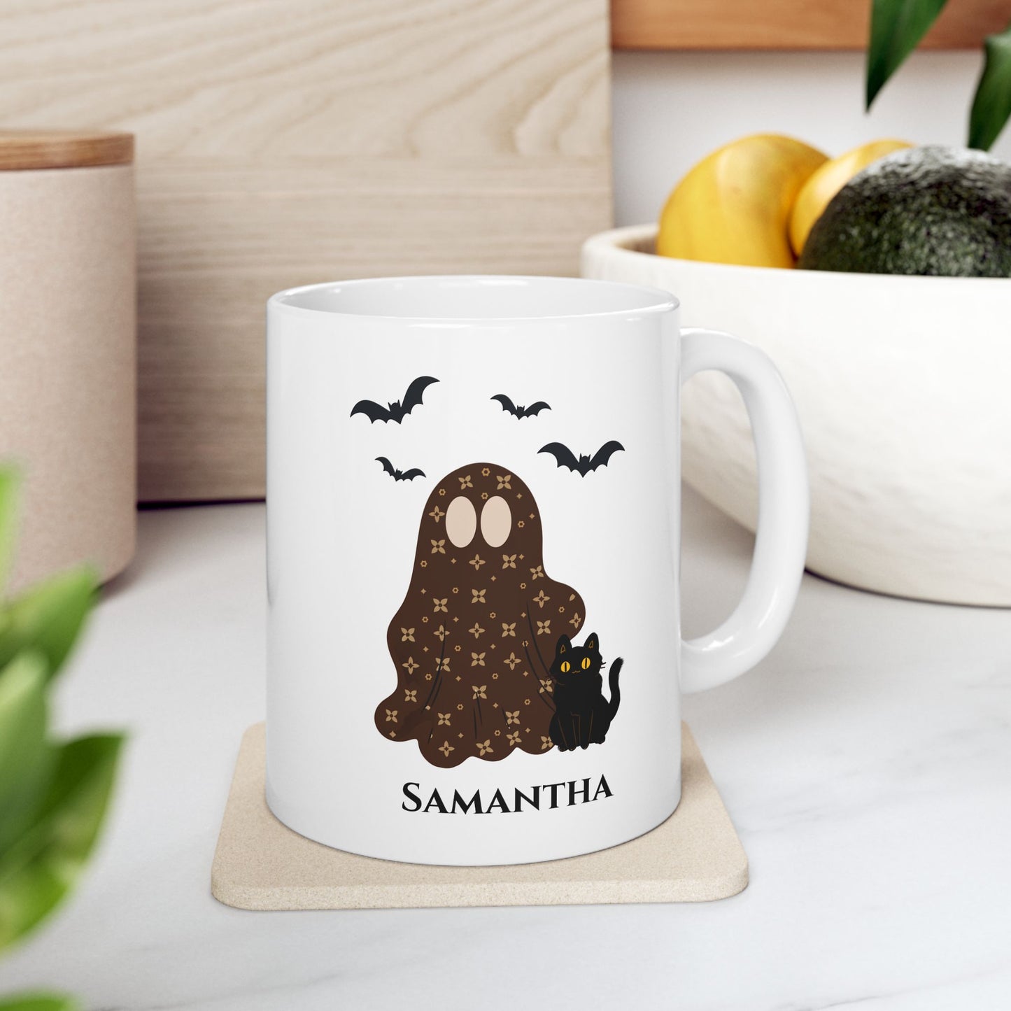 Halloween Spooky Chic Ghost Personalizable Mug | 11oz or 15oz | Tresor Valeur Exclusive