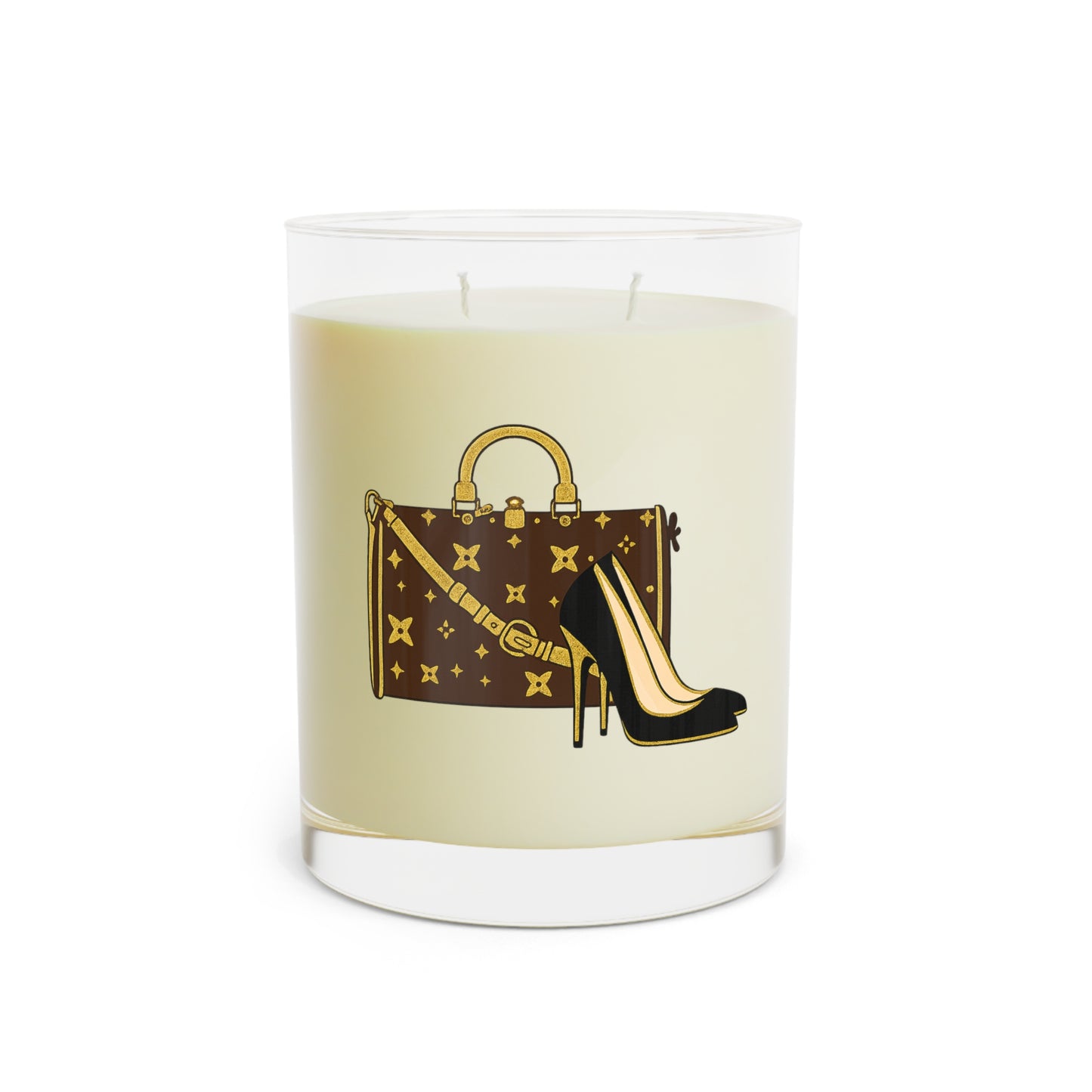 Holiday Gold Shoes & Purse Two-Wick Glass Candle – Personalizable