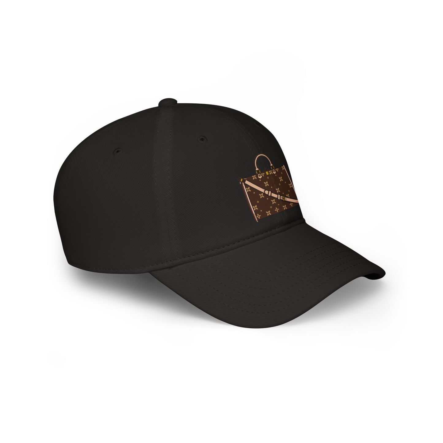 Back women’s fashion cap with custom handbag and shoes design