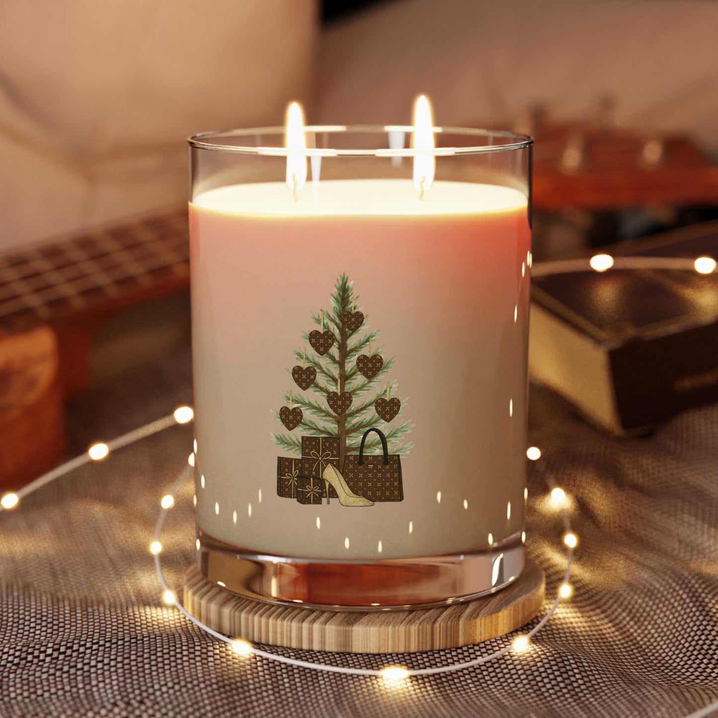 Personalizable Chic Nouveau Noël Candle | Double Wick Glass | 3 Scents
