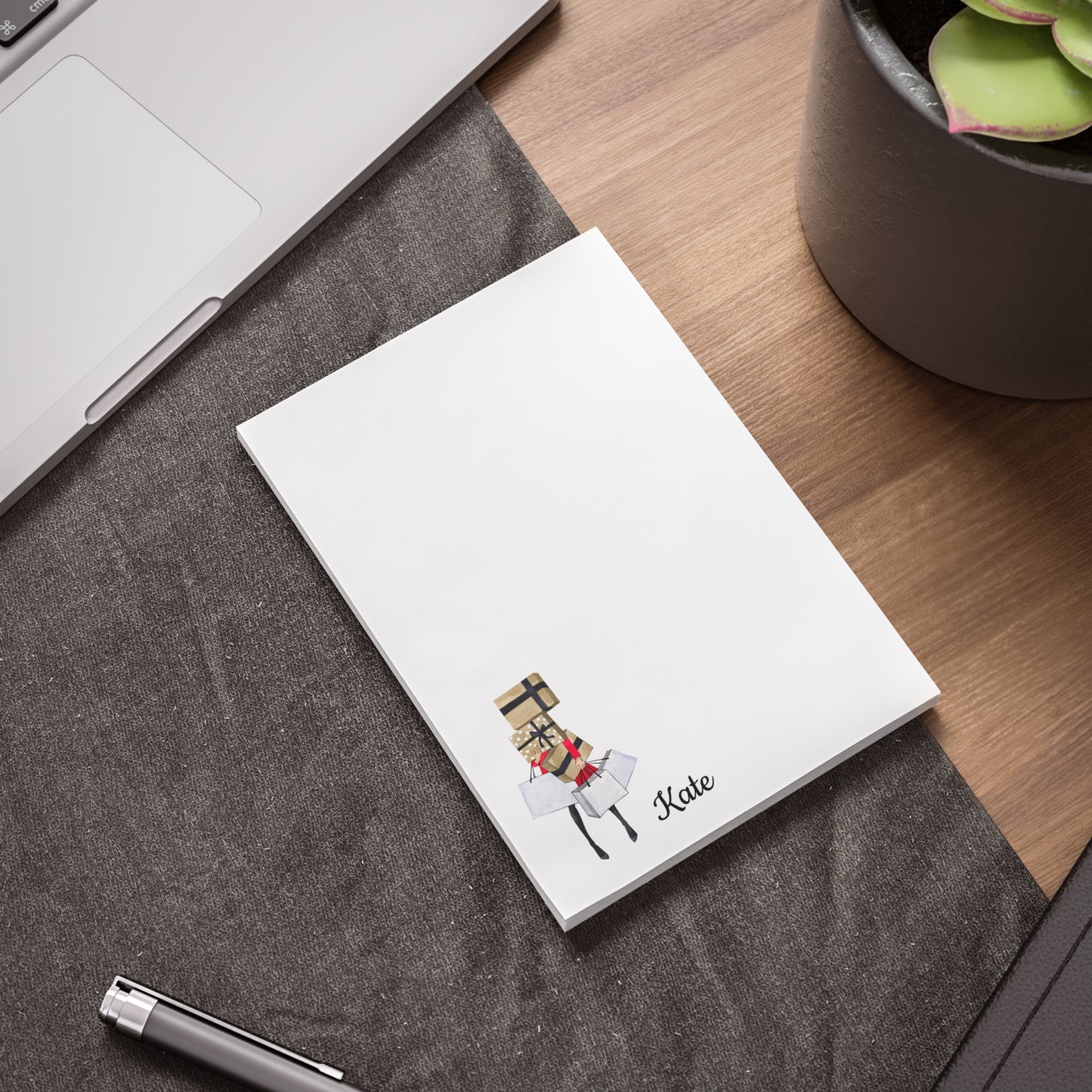 Personalized Post-it® Notes | Shopping Girl Illustration | Custom Sticky Pad