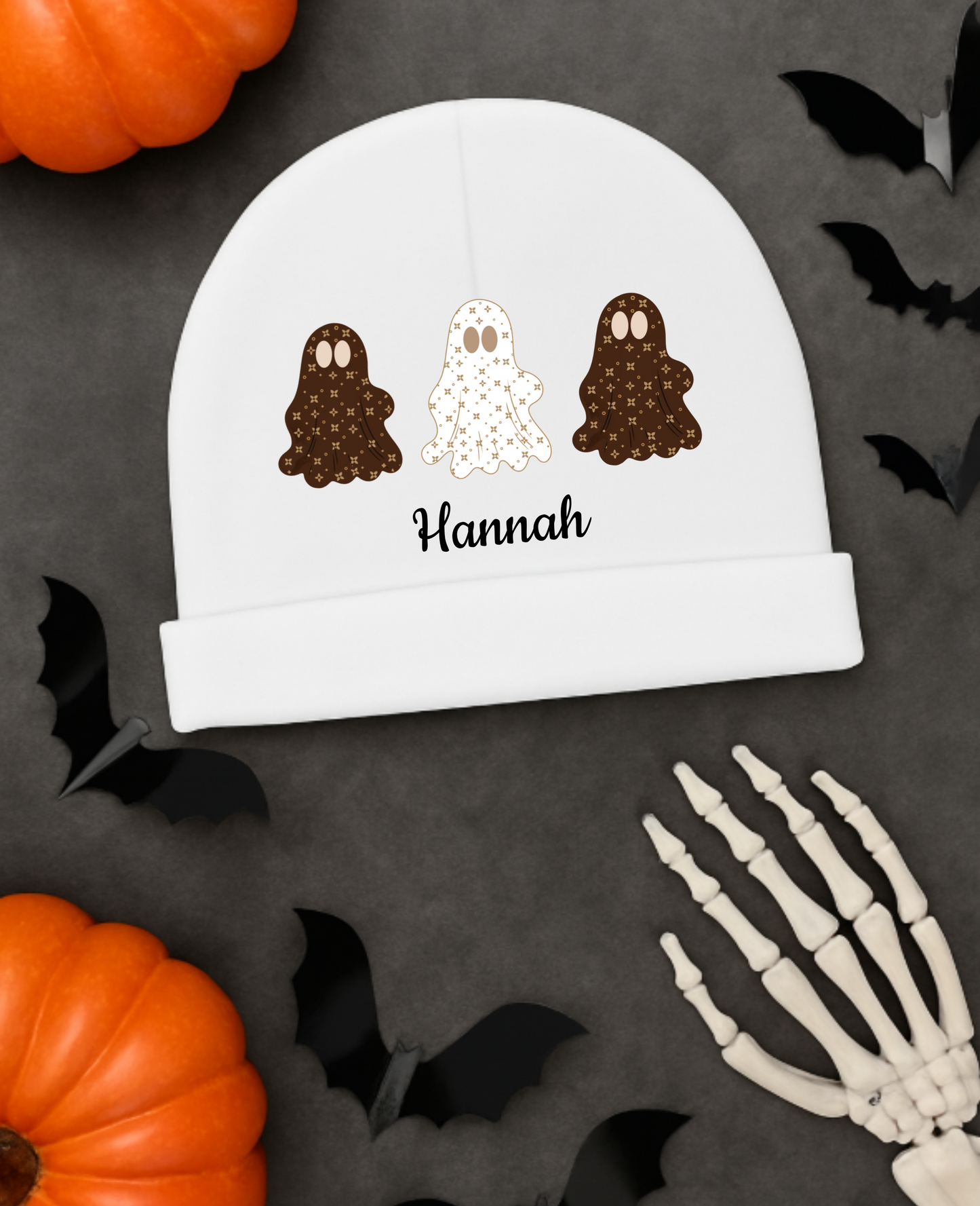 Personalized 3 Ghosts Baby Beanie | Halloween Infant Hat