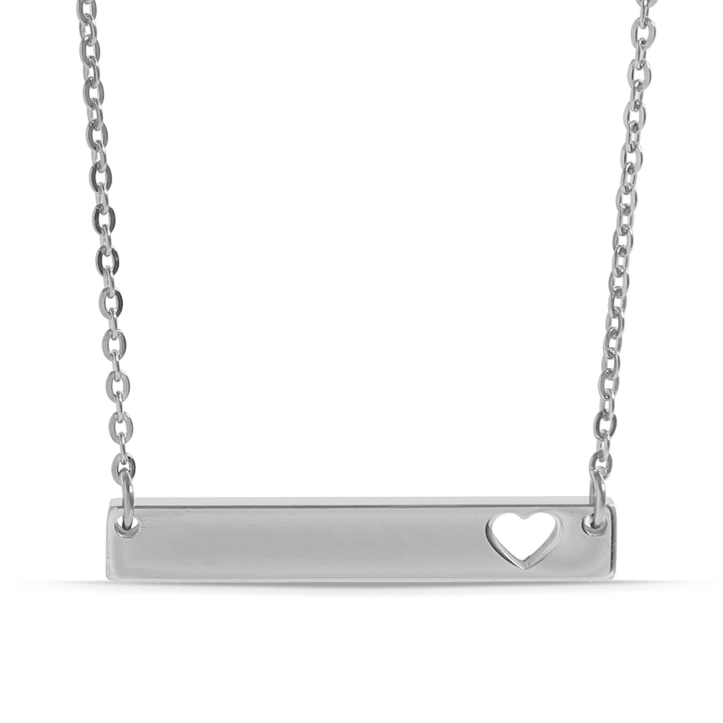 Cutout Heart Bar Necklace | Personalized Name Necklace - Tresor Valeur