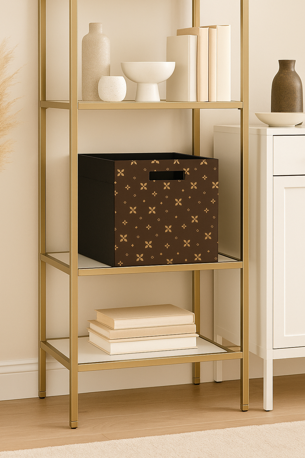 Caja de almacenamiento de fieltro personalizable con estampado de sablette de visón