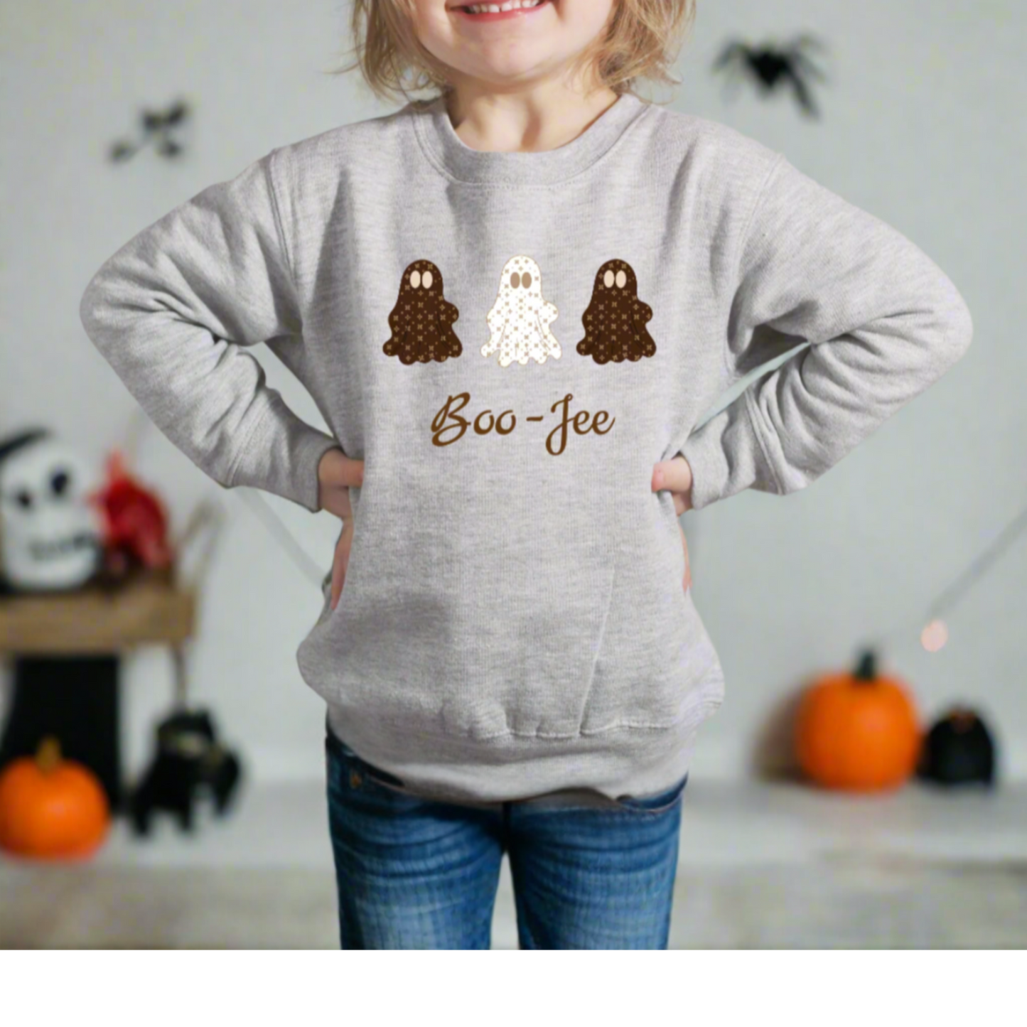 Boo-Jee Ghost Sweatshirt | Sablette Pattern | 4 Colors | Personalized Sleeve