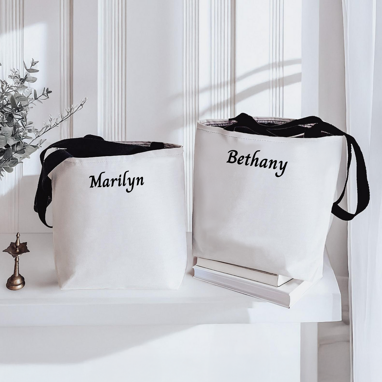 Haute in Paris Tote Bag | Personalized Avatar & Name | 3 Sizes | Black Handles