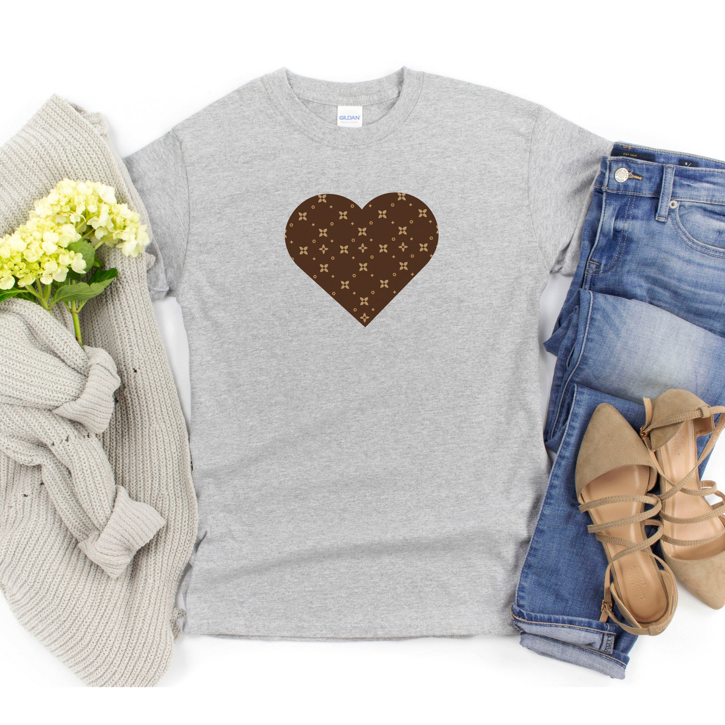 Camiseta con estampado de corazón | Camiseta elegante para el día a día | 7 colores