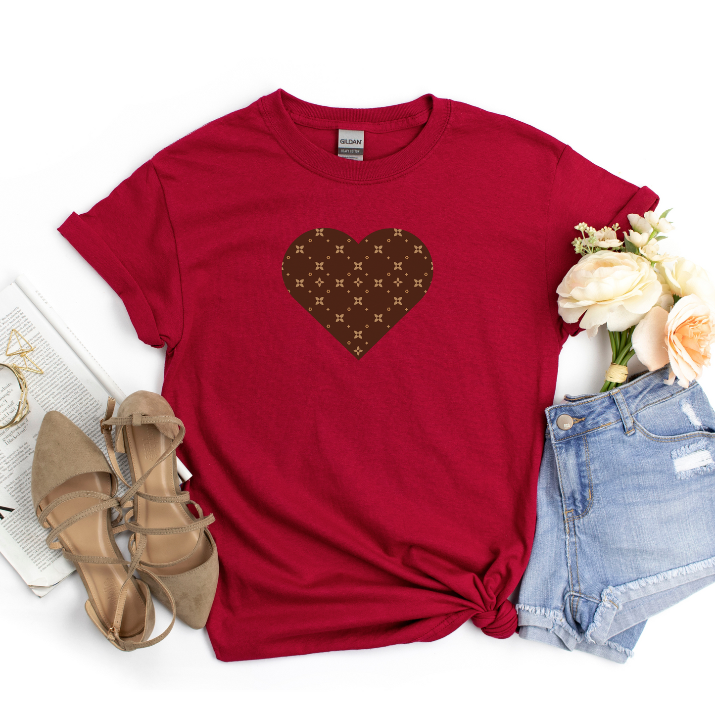 Camiseta con estampado de corazón | Camiseta elegante para el día a día | 7 colores