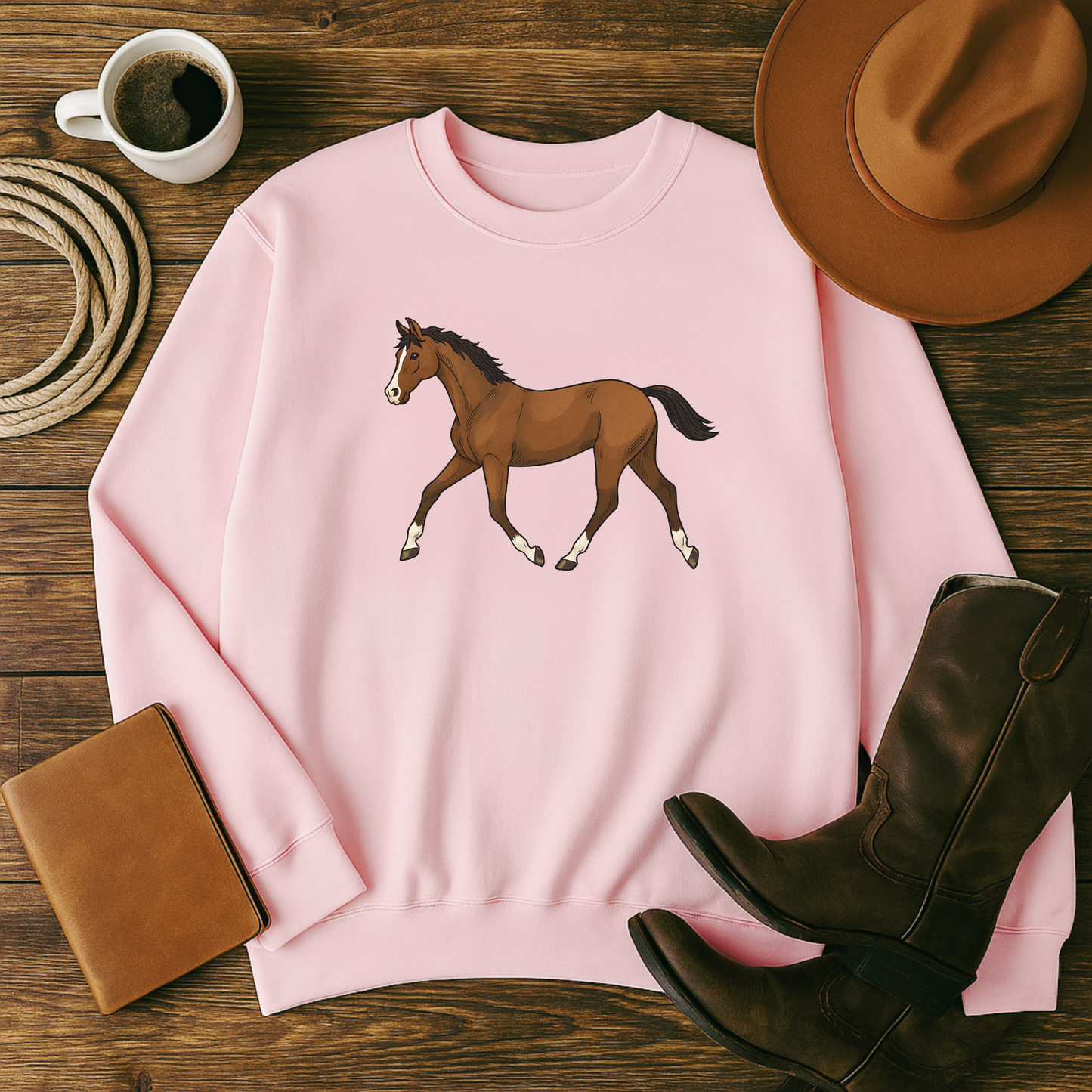 Urban Cowgirl Horse Sweatshirt | Personalizable Left Sleeve