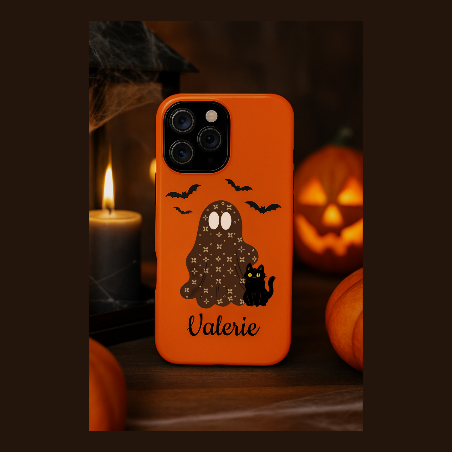 Haunted Chic: Sablette Ghost & Cat Halloween Tough Phone Case | Tresor Valeur Exclusive l Chic and Spooky Phone Case