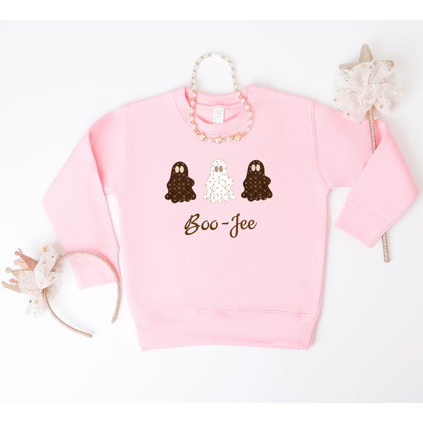 Boo-Jee Ghost Sweatshirt | Sablette Pattern | 4 Colors | Personalized Sleeve