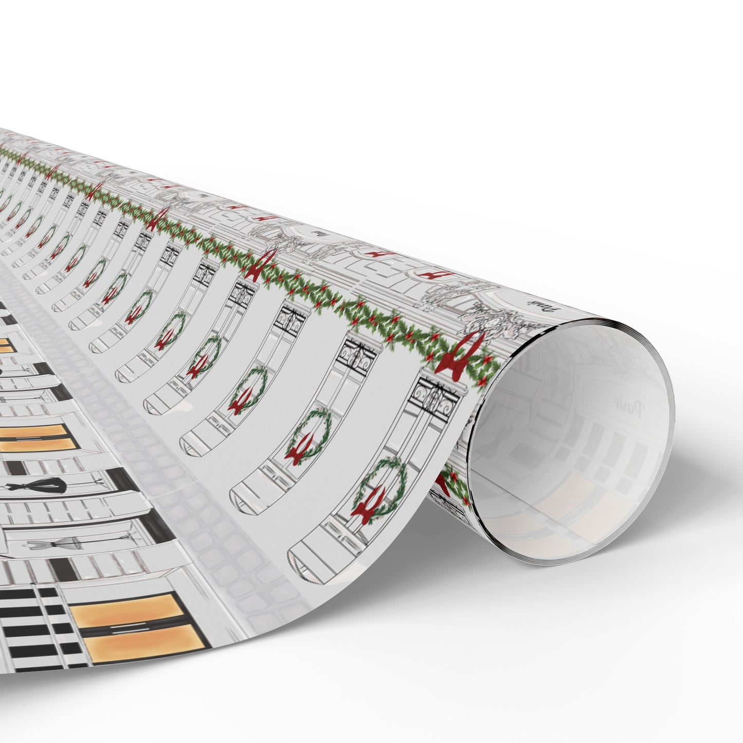 Haute in Paris Christmas Wrapping Paper | Tresor Valeur Holiday Gift Wrap | Satin Finish in 3 Sizes