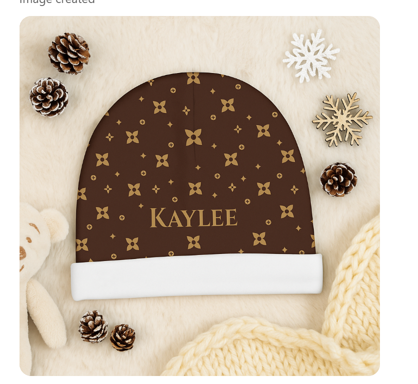 Gorro de bebé | Personalizado | Estampado de sablette marrón visón