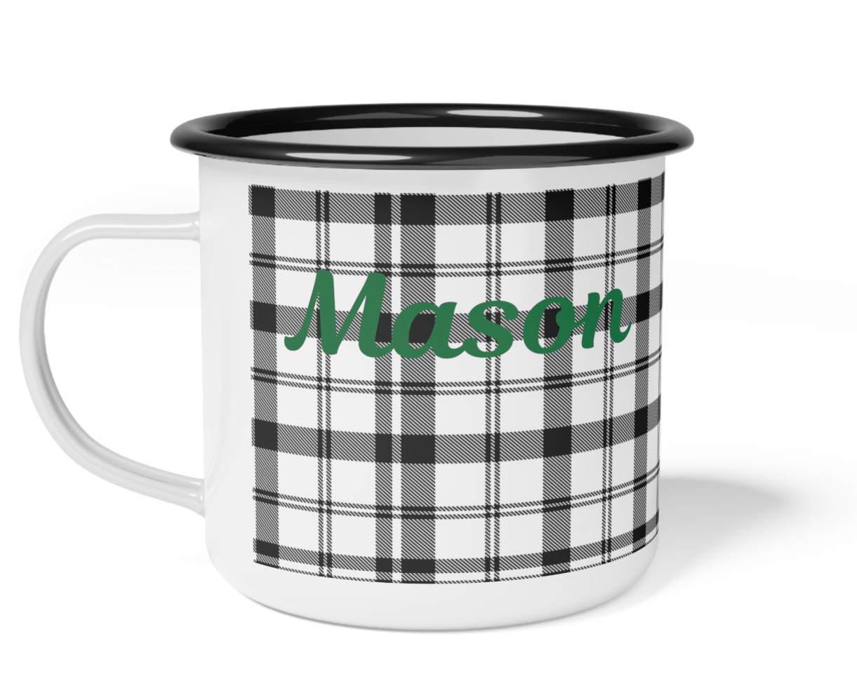 Personalized Enamel Camp Mug | Moose, Bear, or Deer Silhouette - Tresor Valeur
