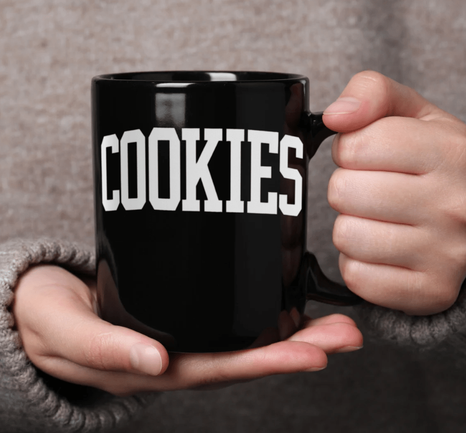 Black Collegiate “Cookies” Mug — Personalized Back | 11oz & 15oz - Tresor Valeur