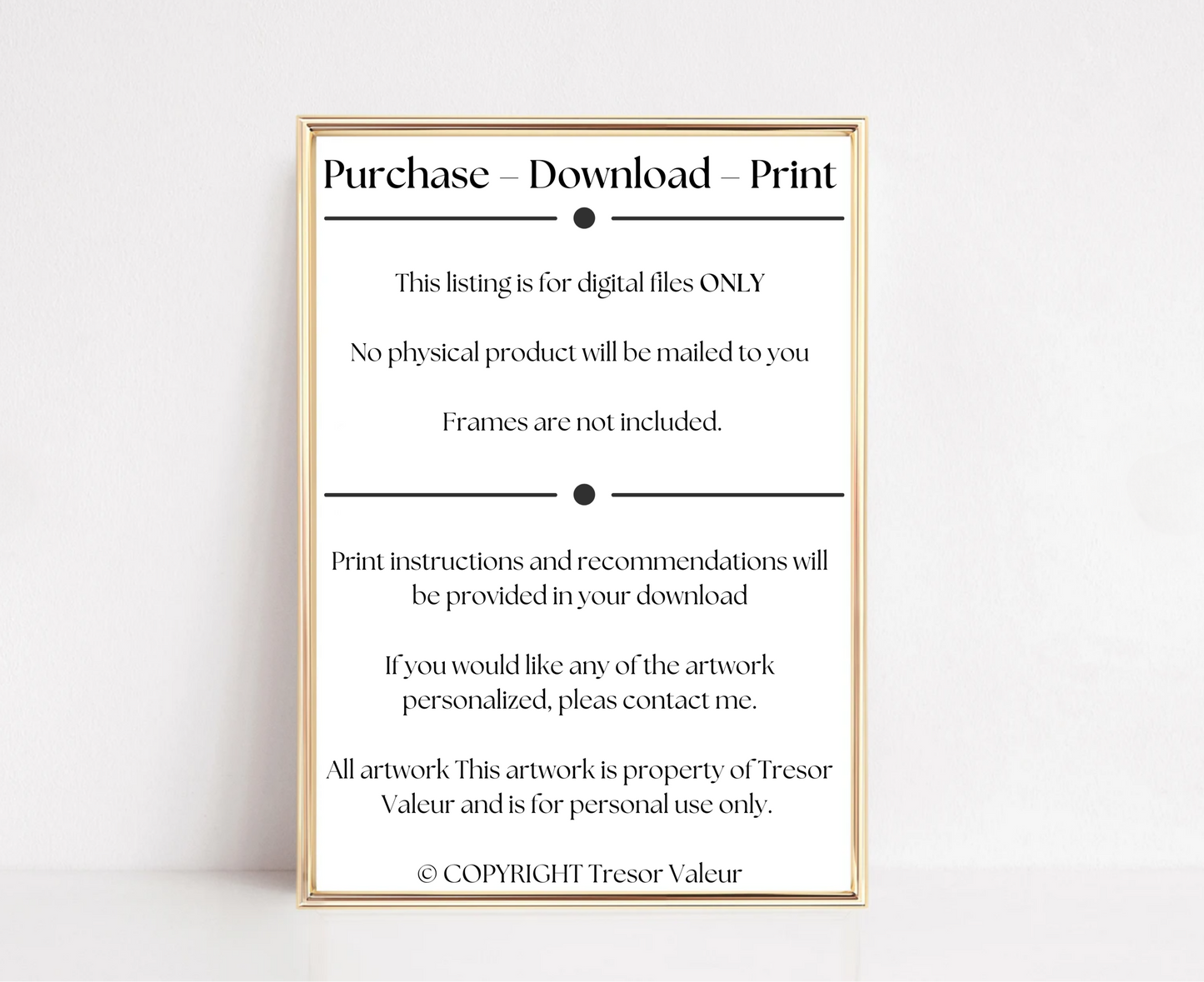 Framed text document with print instructions on a white background