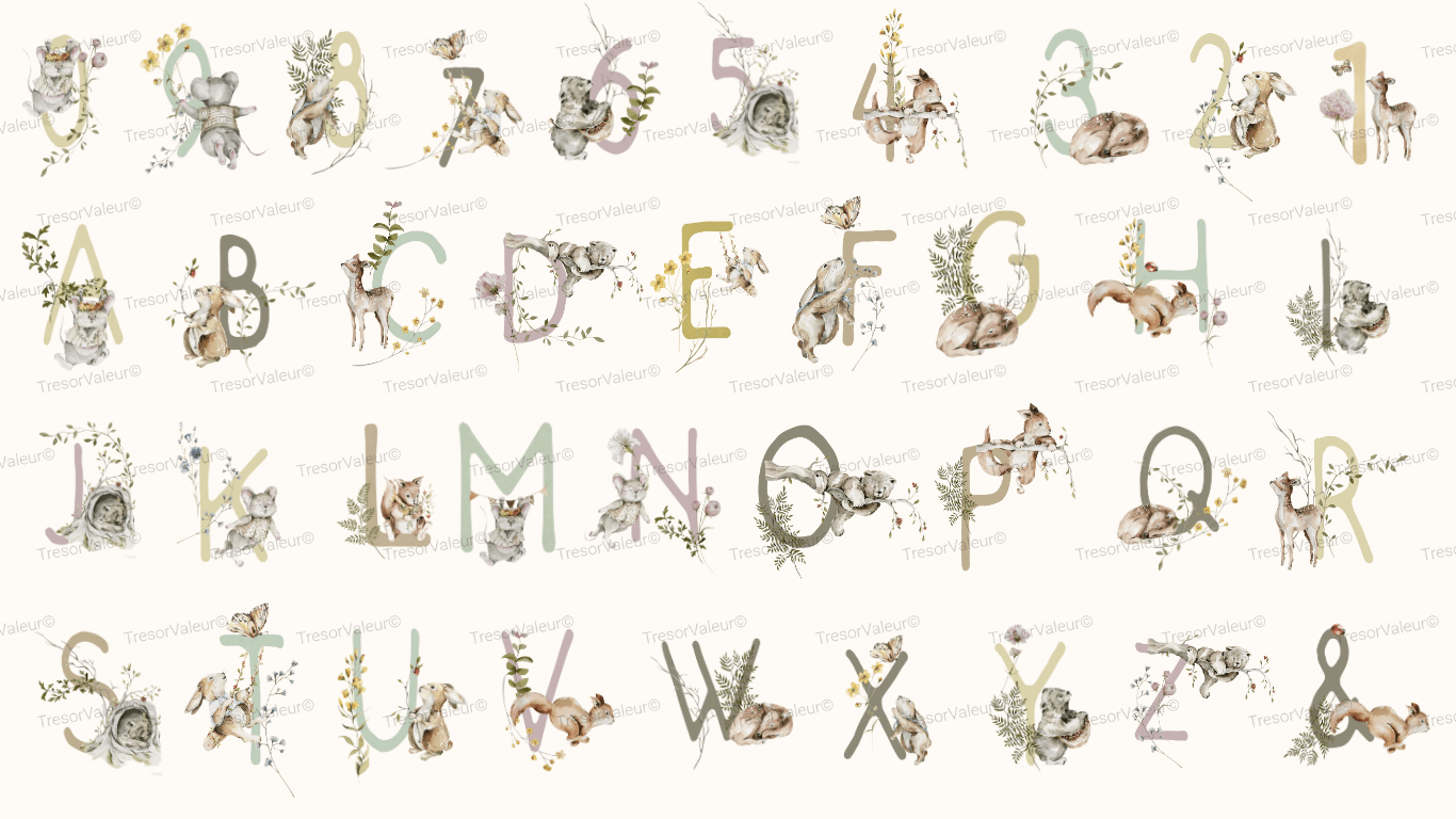 Petits Animaux Monogram Chart