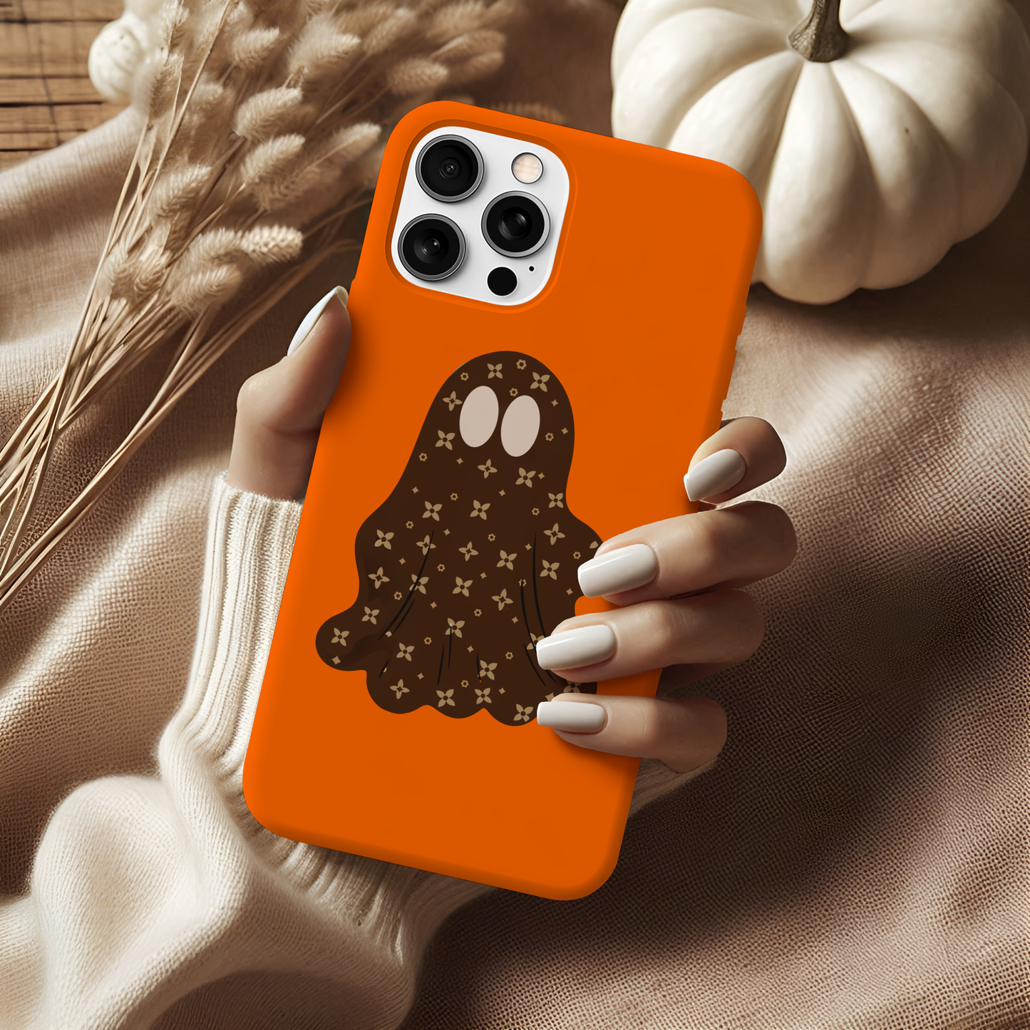 Haunted Chic: Sablette Ghost & Cat Halloween Tough Phone Case | Tresor Valeur Exclusive l Chic and Spooky Phone Case